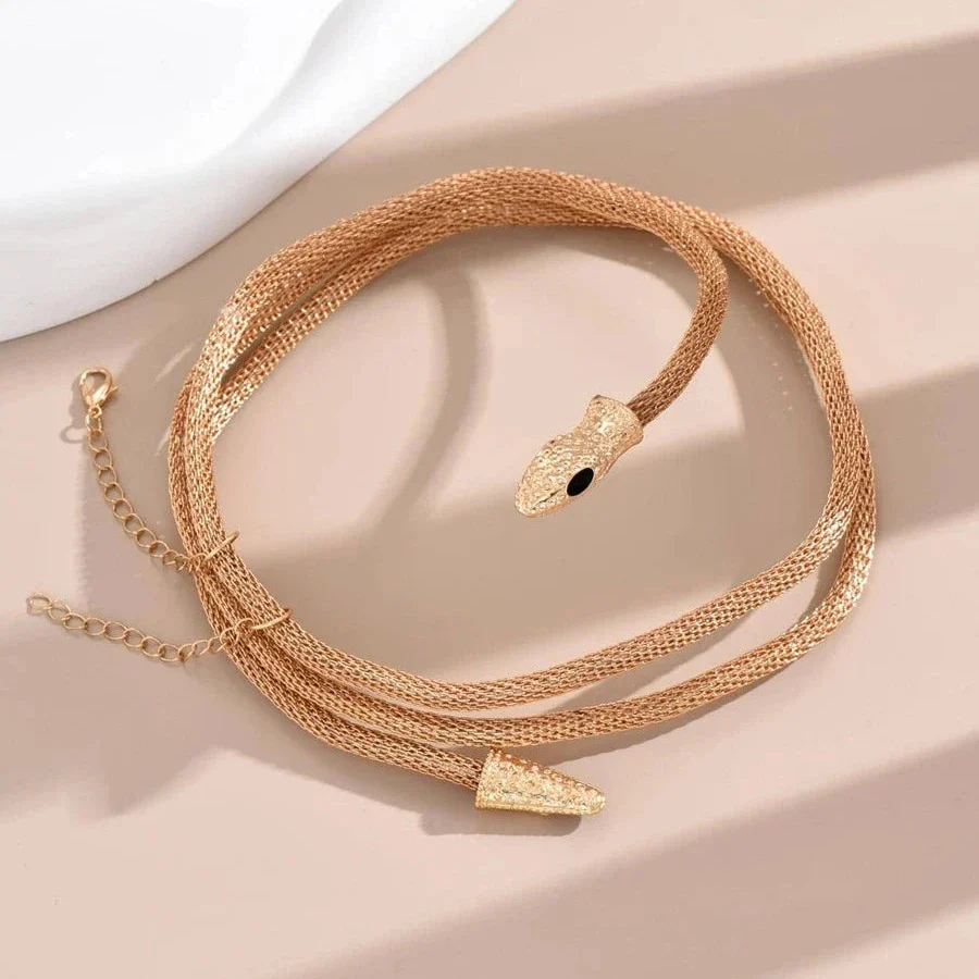 Golden Snake Adjustable Choker Necklace - Image 2