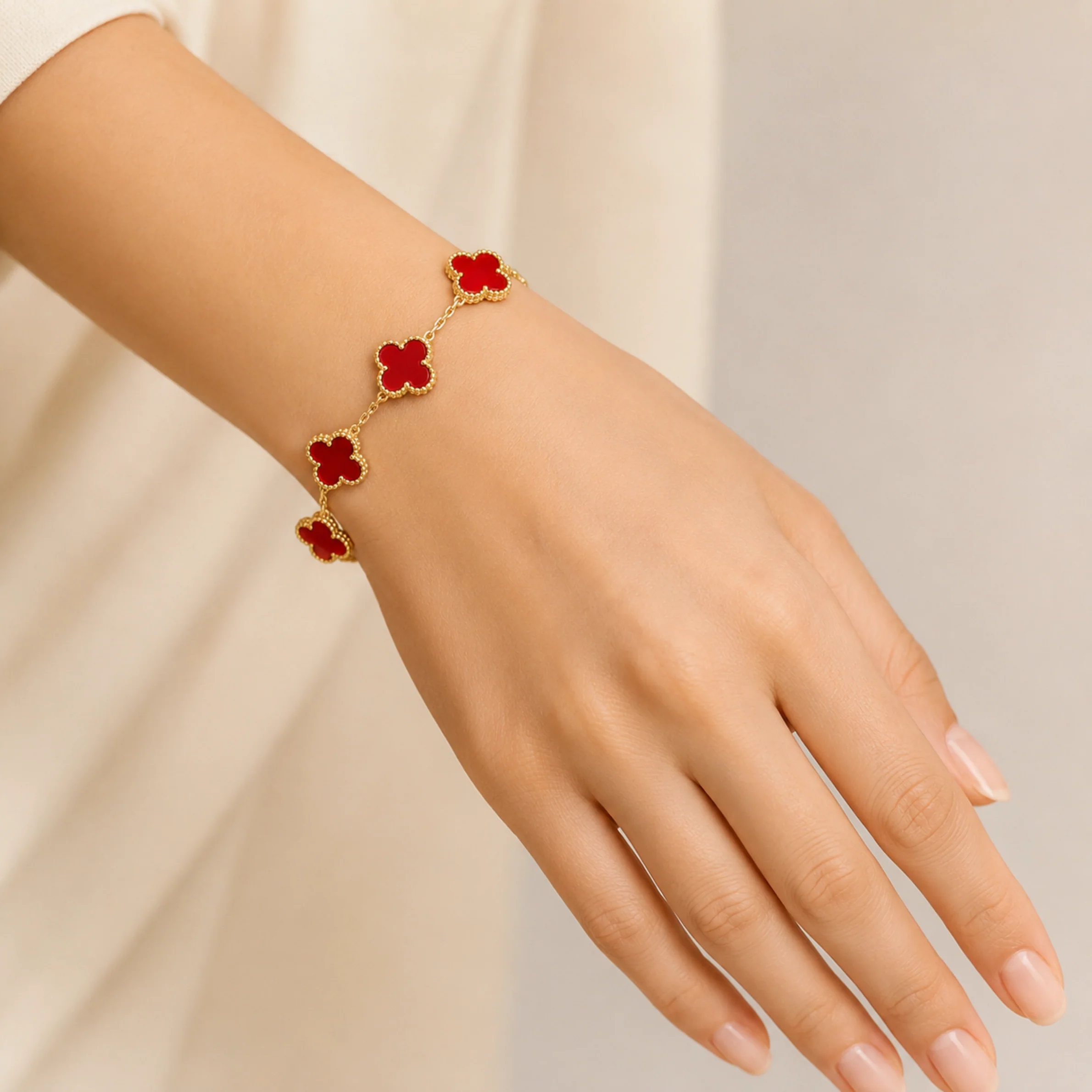 Red Clover Anti Tarnish Bracelet - Image 5
