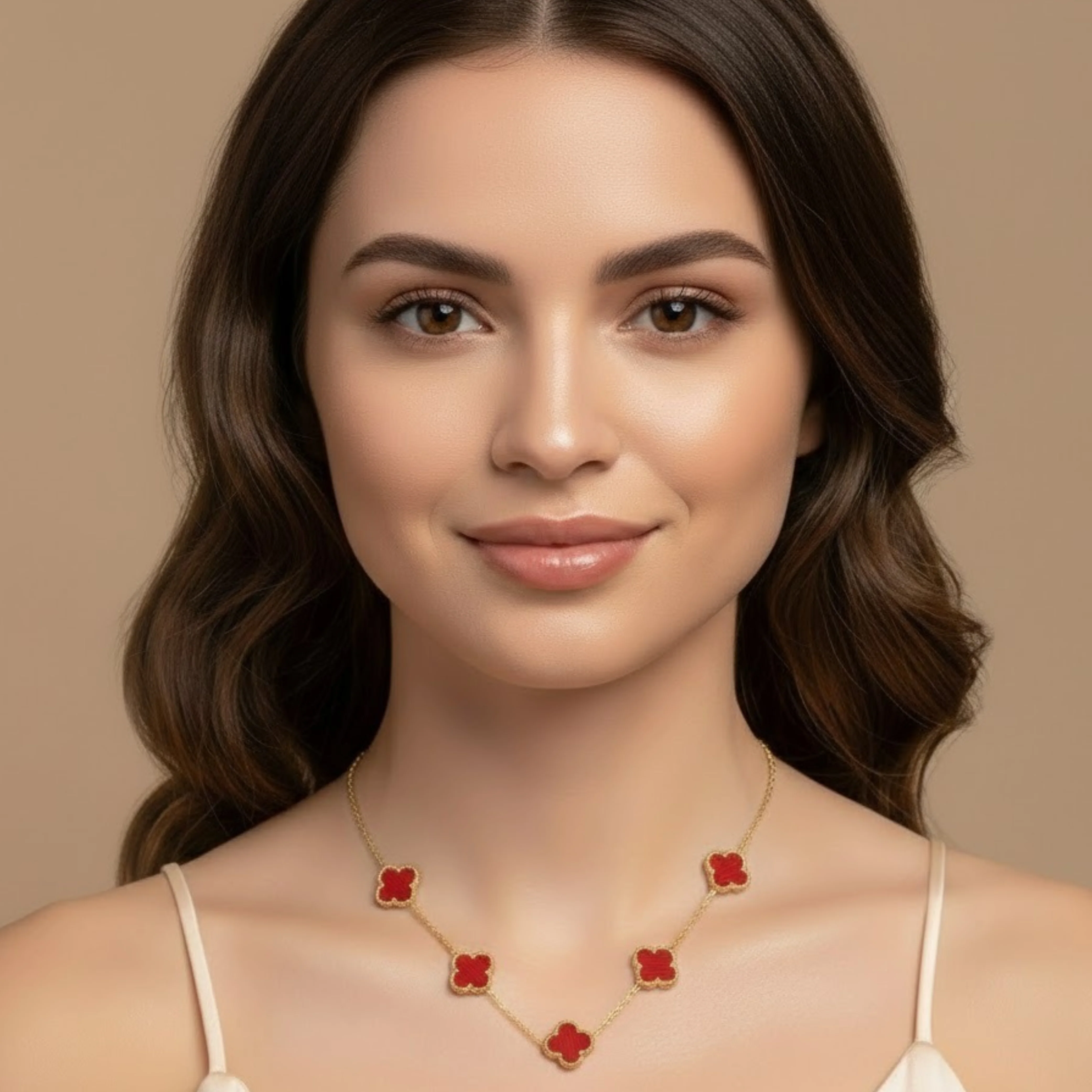 Red Dreamy Clover Anti Tarnish Necklace - Image 2