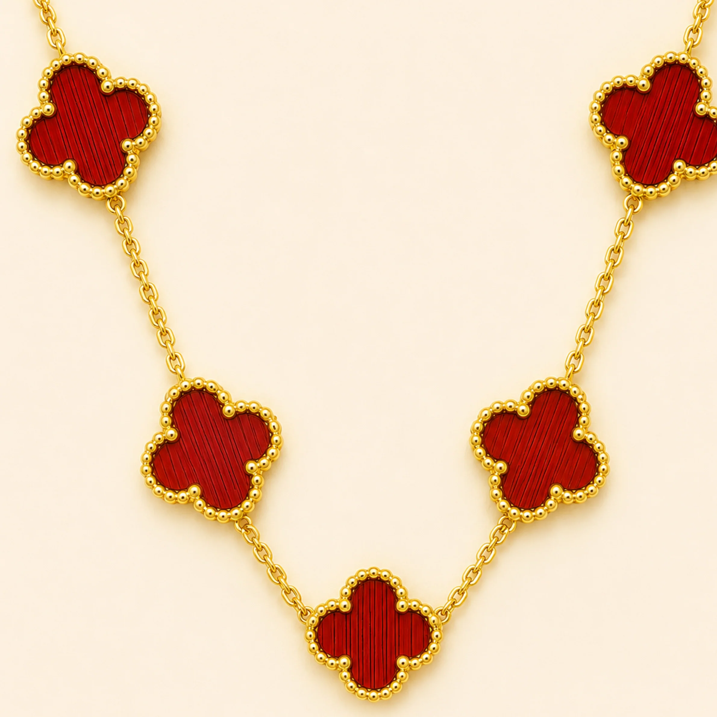 Red Dreamy Clover Anti Tarnish Necklace - Image 4