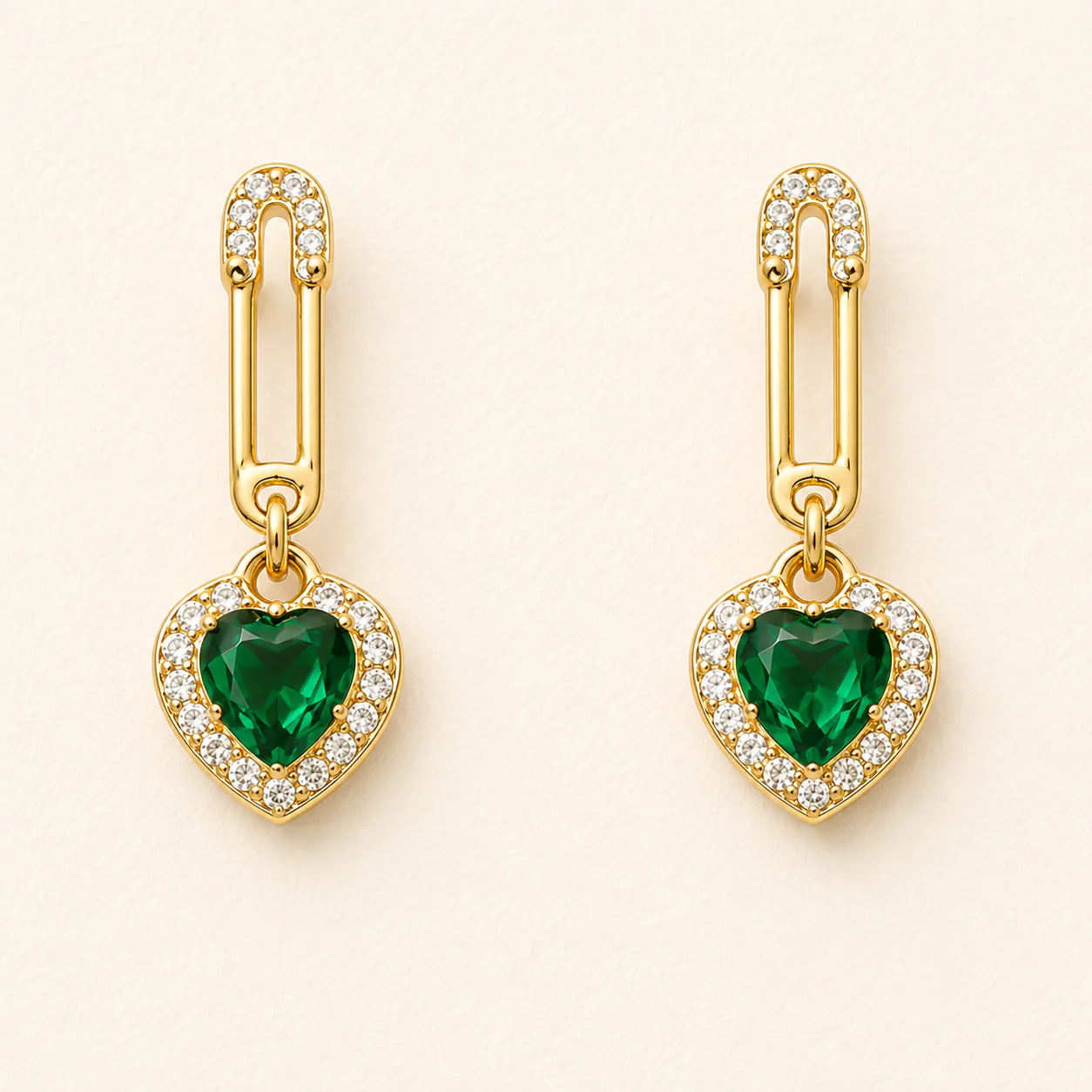 Green Heart Royale Drops Earring
