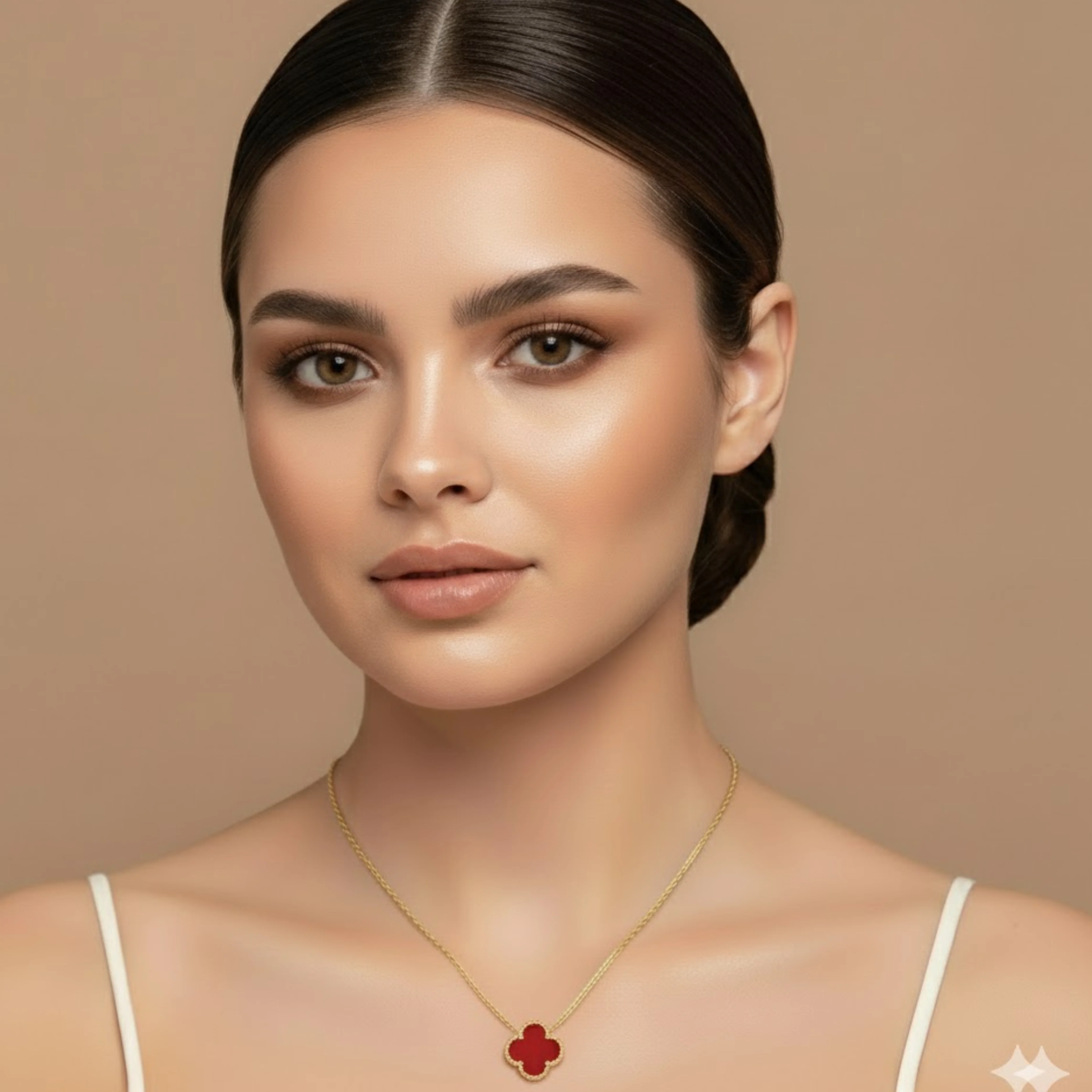 Red Pendant Clover Necklace - Image 5