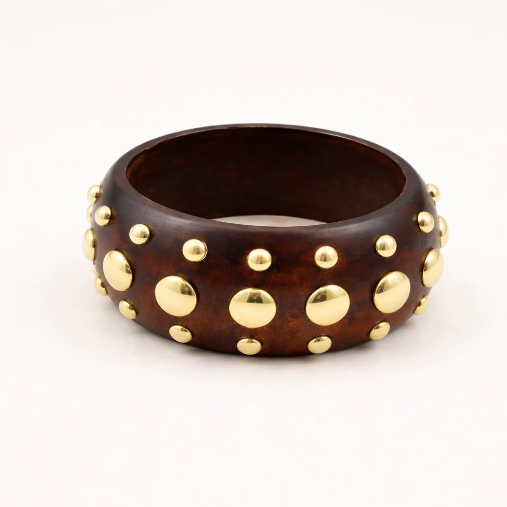 Handcrafted Sheesham Brass Inlay, Satin Polish Wood Bangle