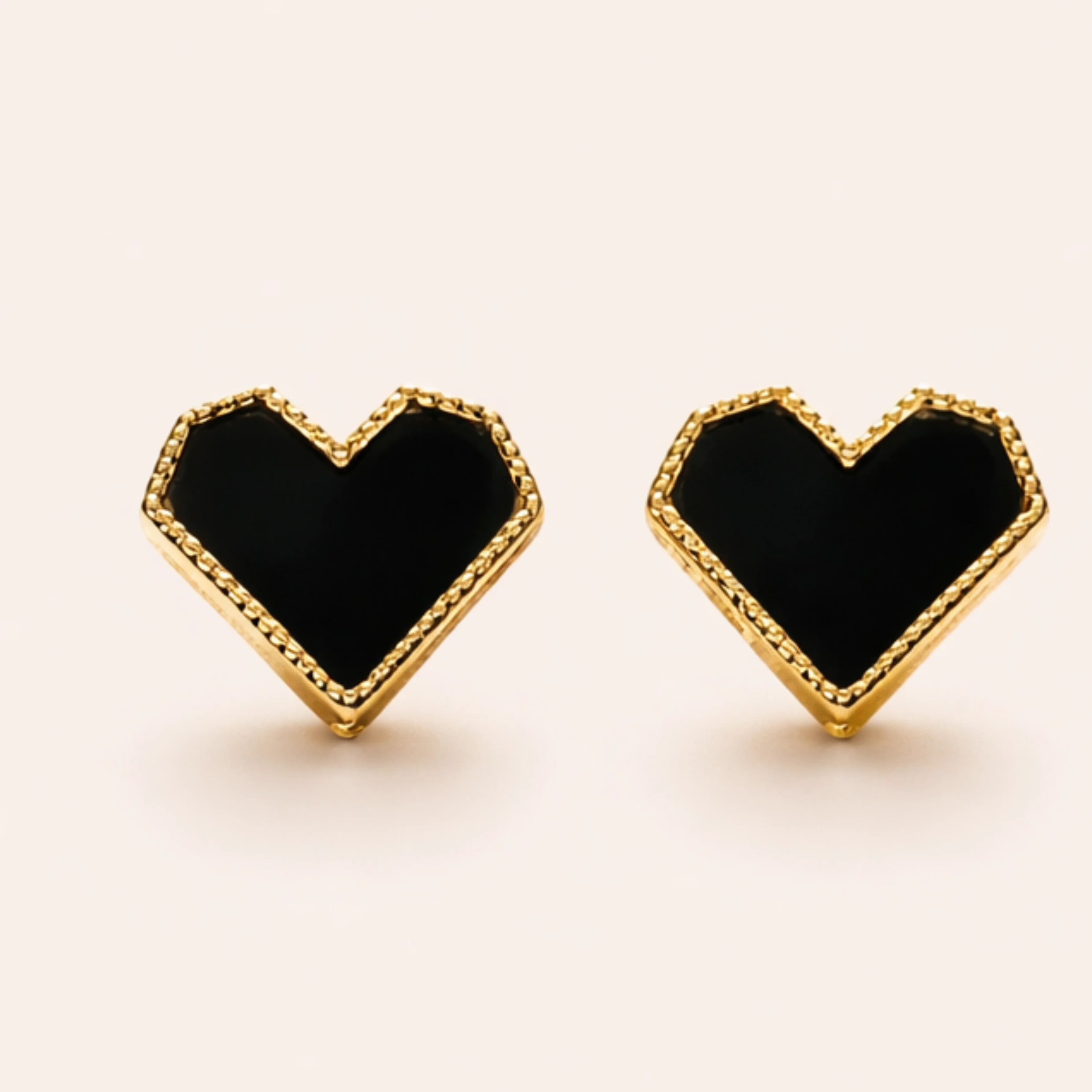 Heart Pearl Enamel Gold Earrings - Image 2