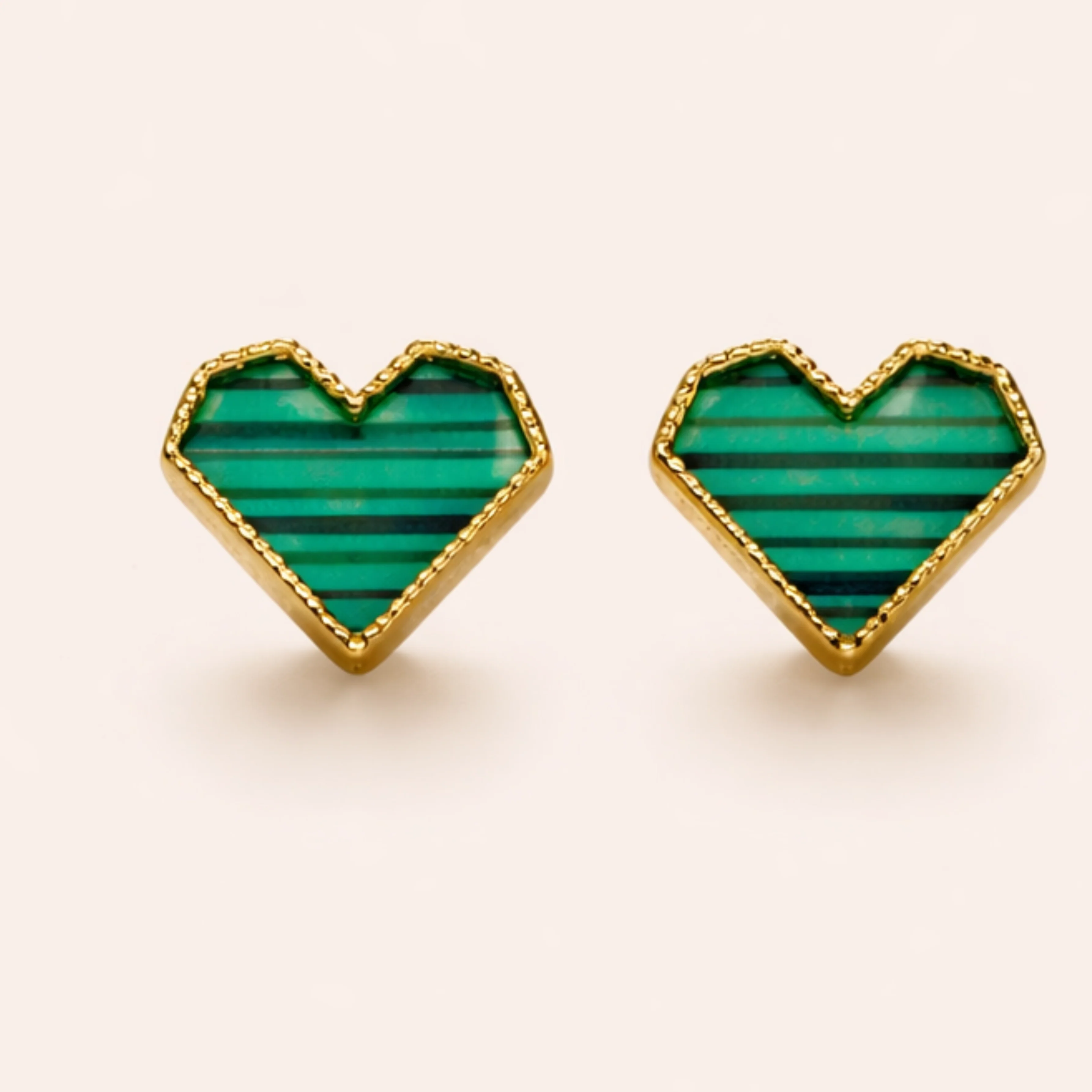 Heart Pearl Enamel Gold Earrings - Image 3