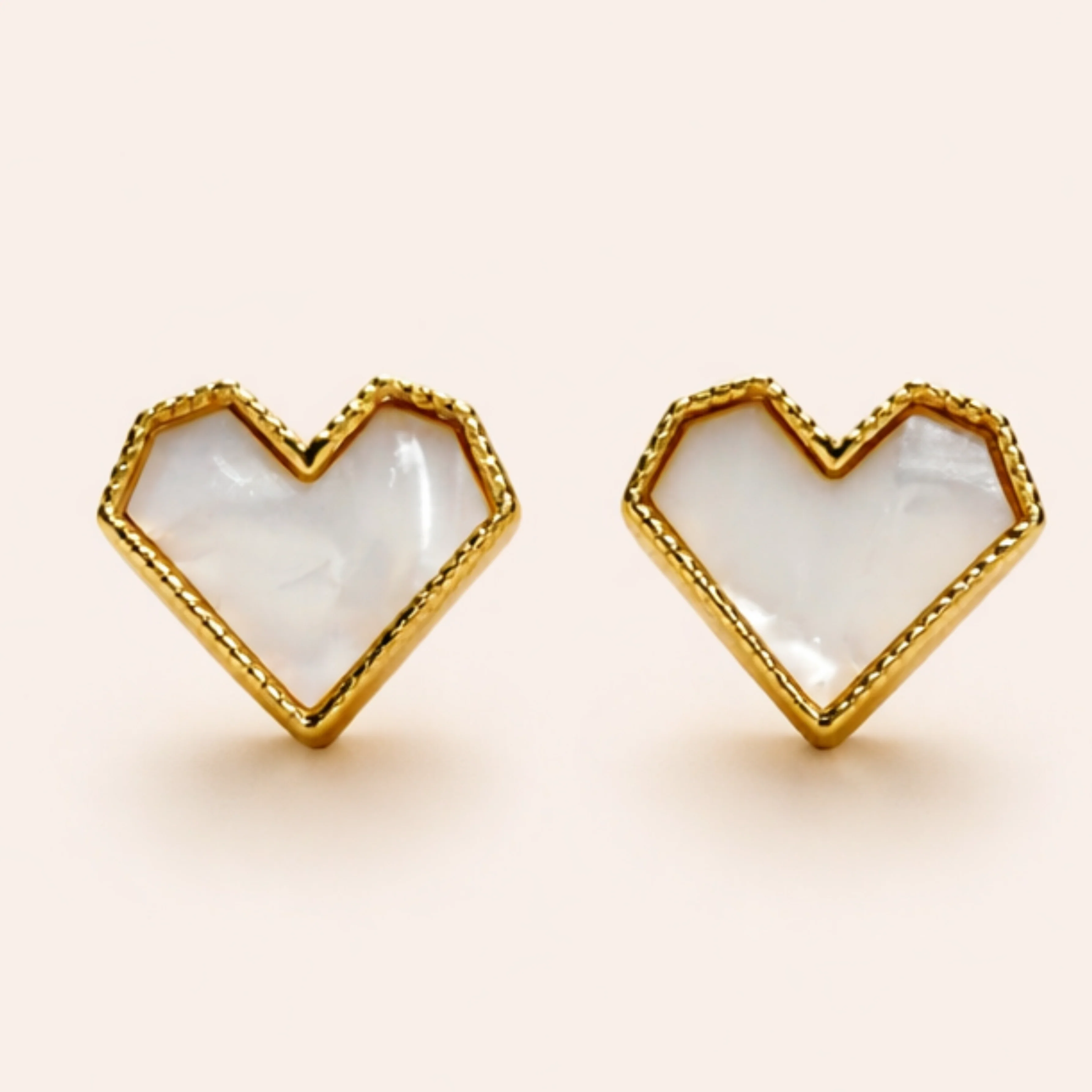 Heart Pearl Enamel Gold Earrings - Image 4