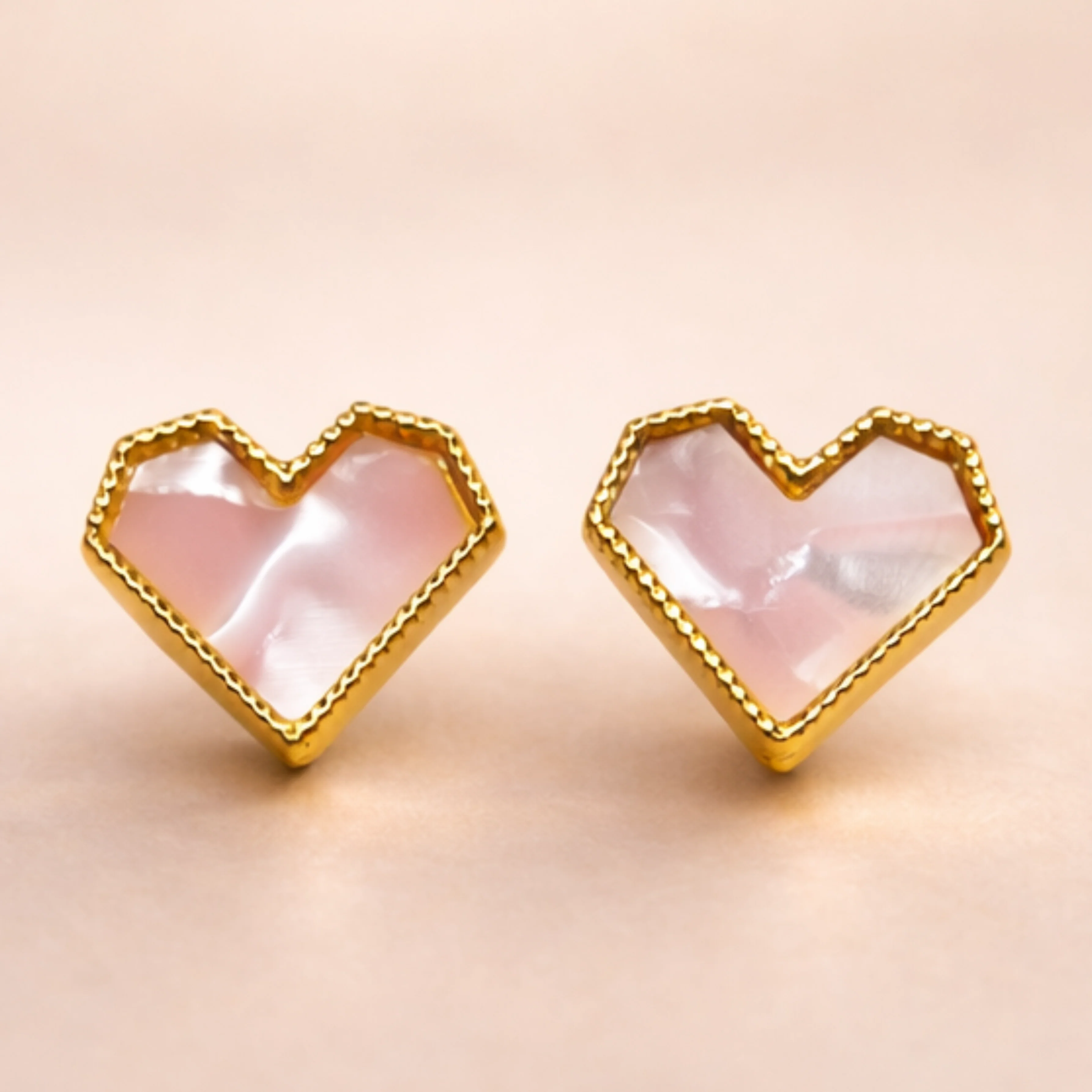 Heart Pearl Enamel Gold Earrings - Image 5
