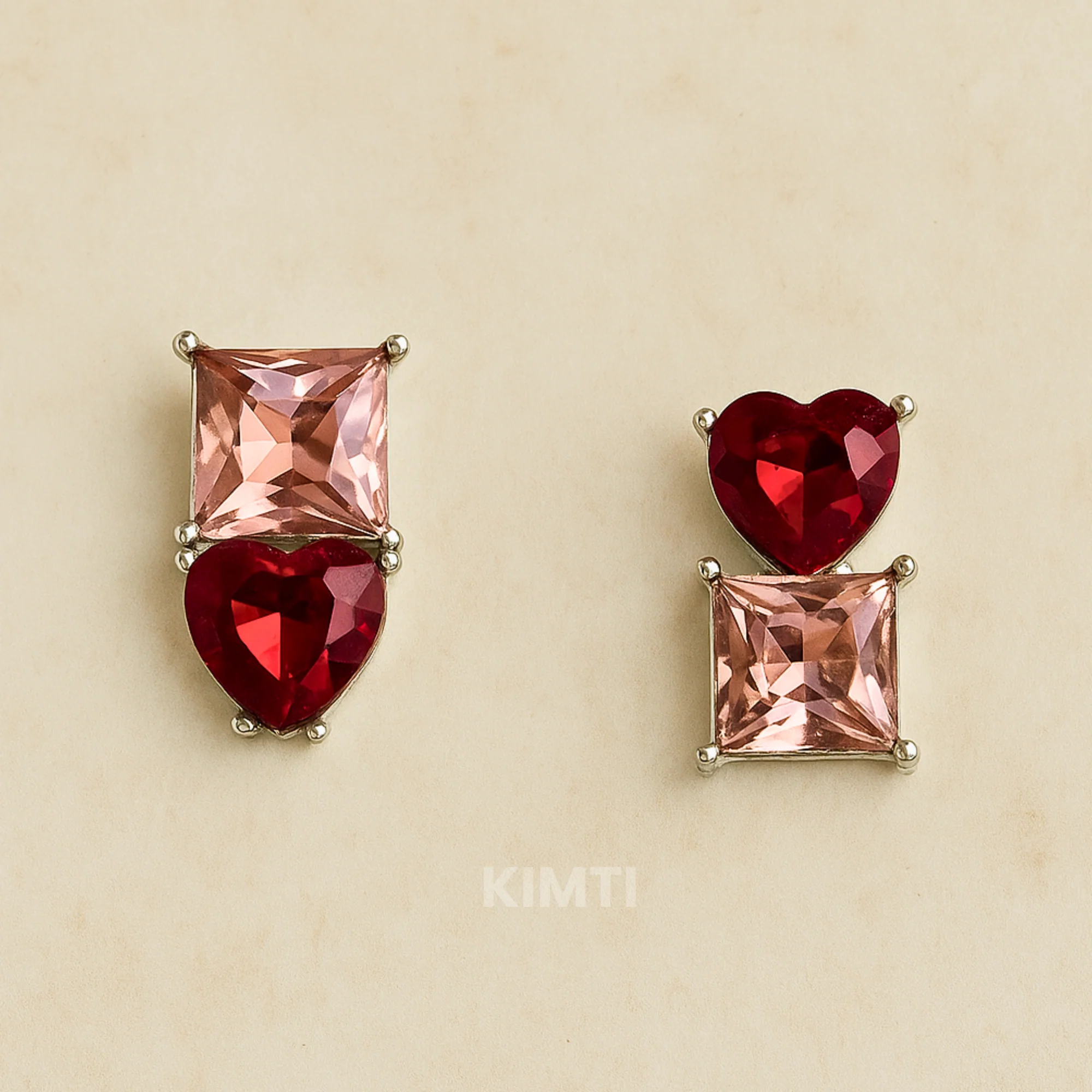 Heart Shaped Ruby Korean Earring