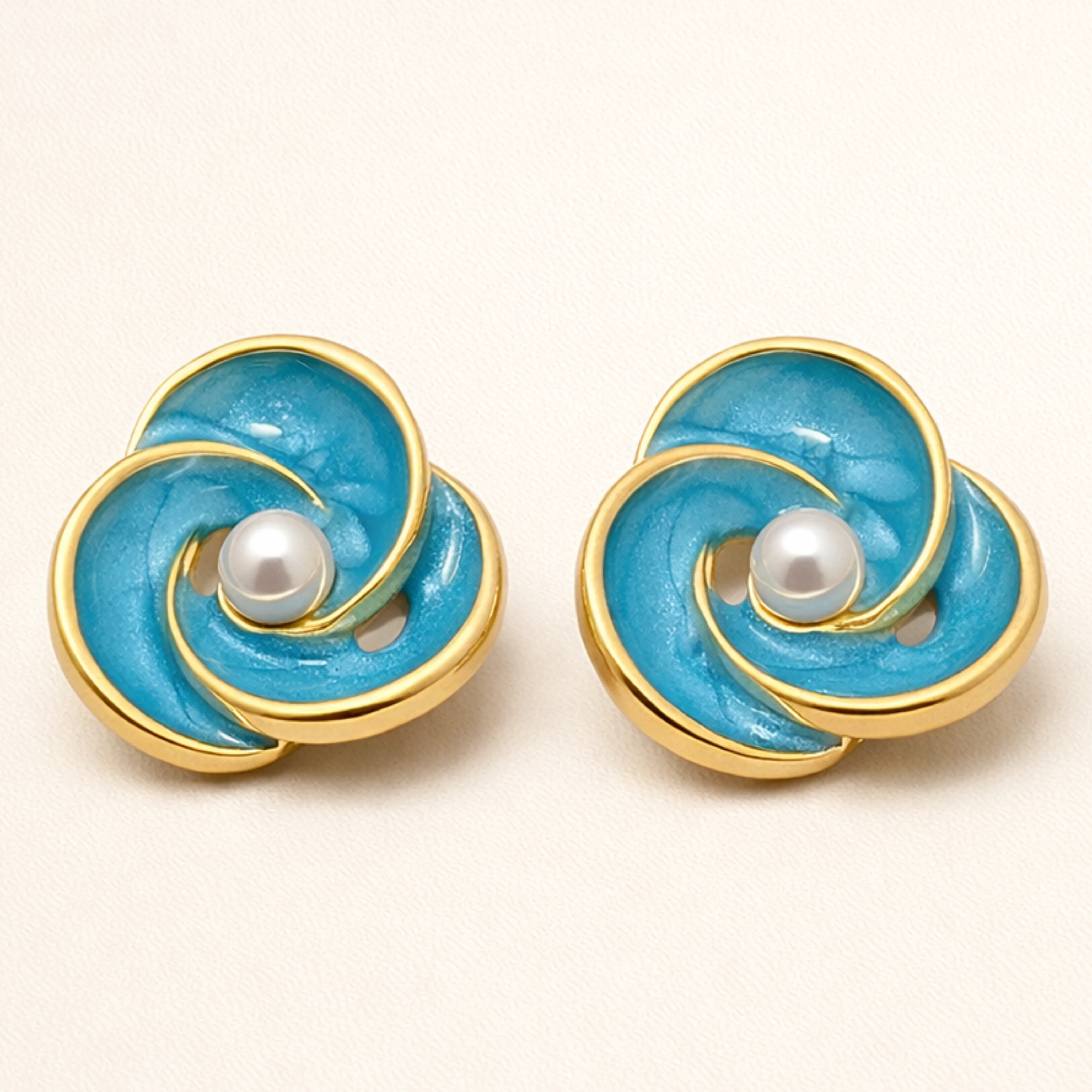 Ivory Enamel Pearl Luxe Earrings - Image 3