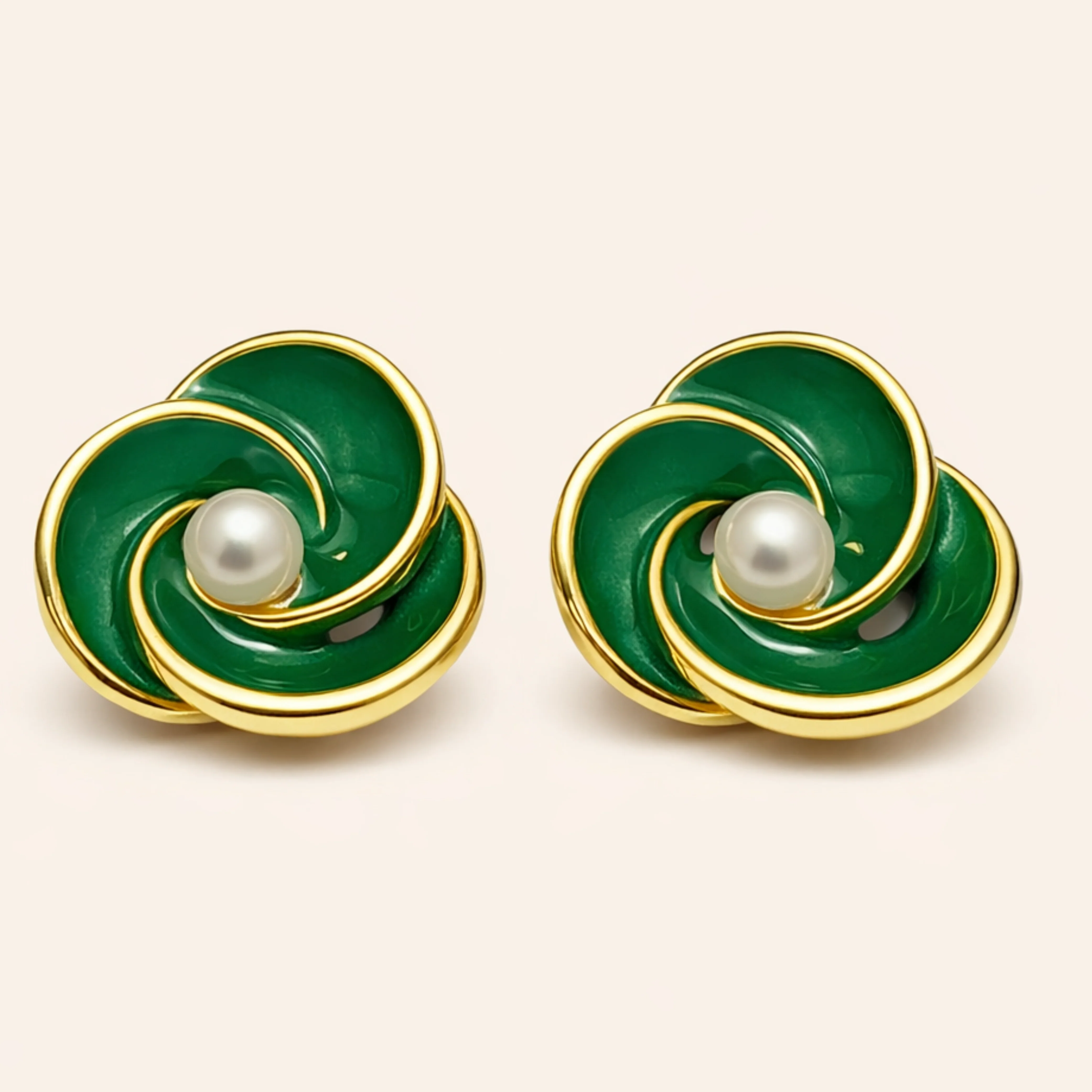 Ivory Enamel Pearl Luxe Earrings - Image 4
