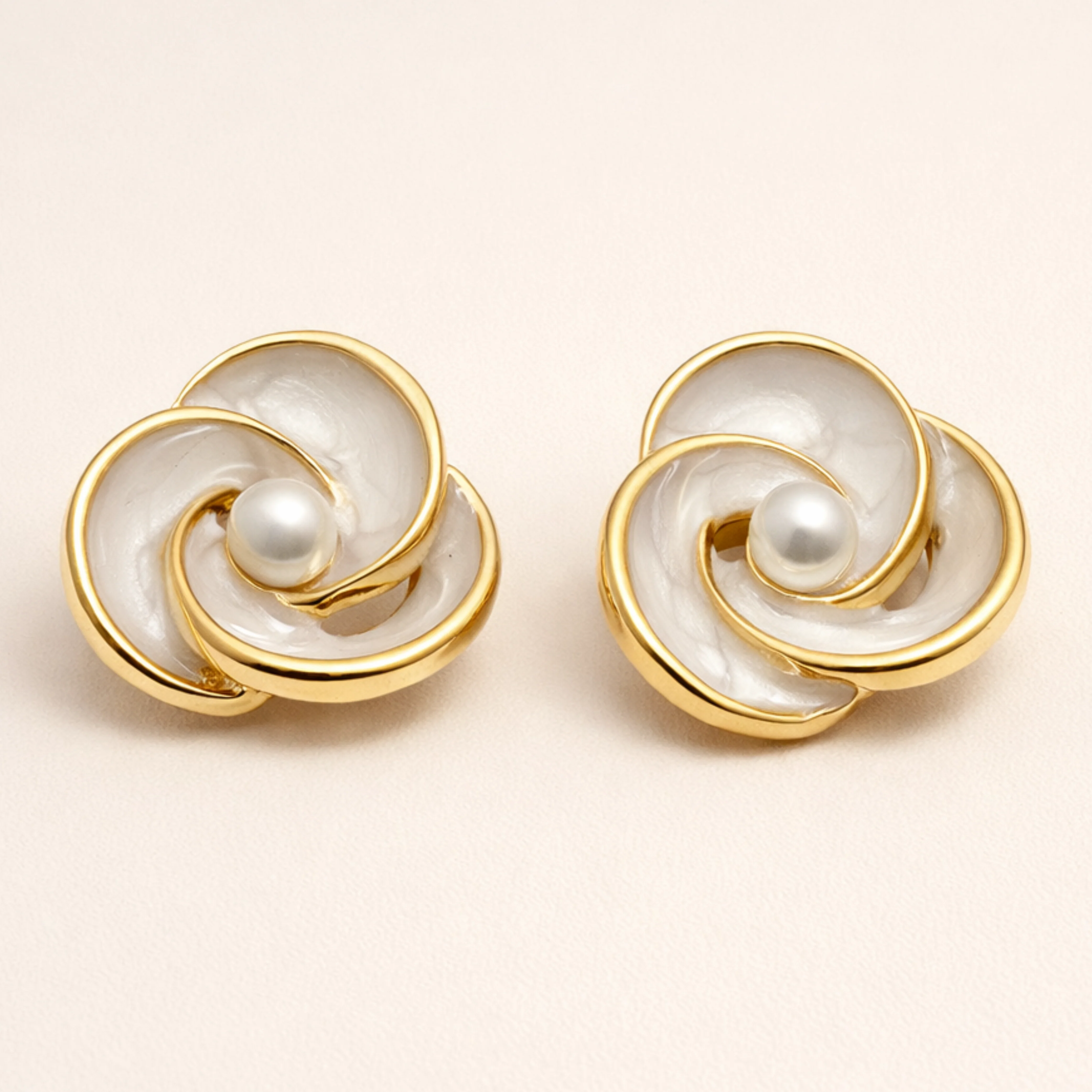 Ivory Enamel Pearl Luxe Earrings - Image 5