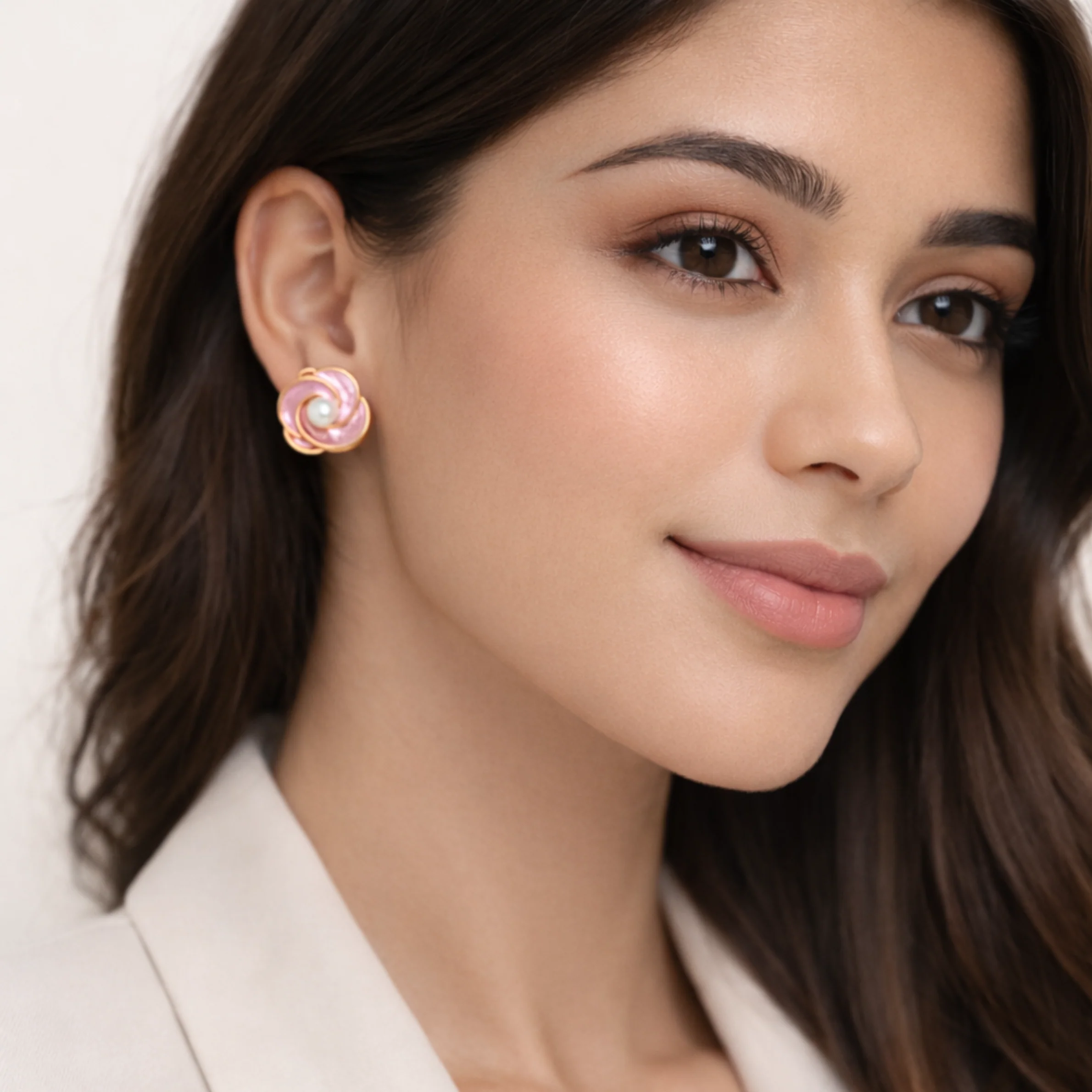Ivory Enamel Pearl Luxe Earrings - Image 7