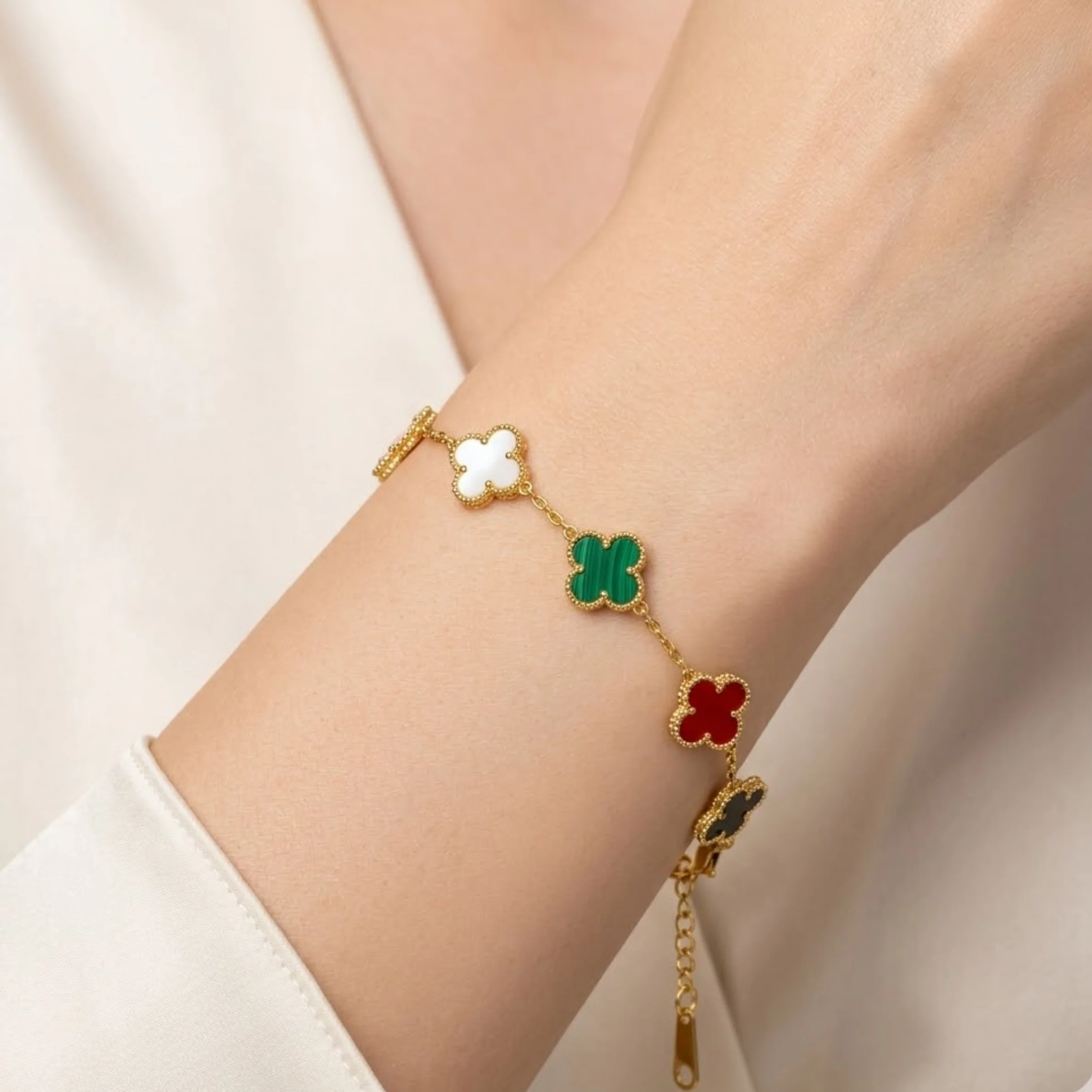 Multicolour Clover Anti Tarnish Bracelet - Image 2