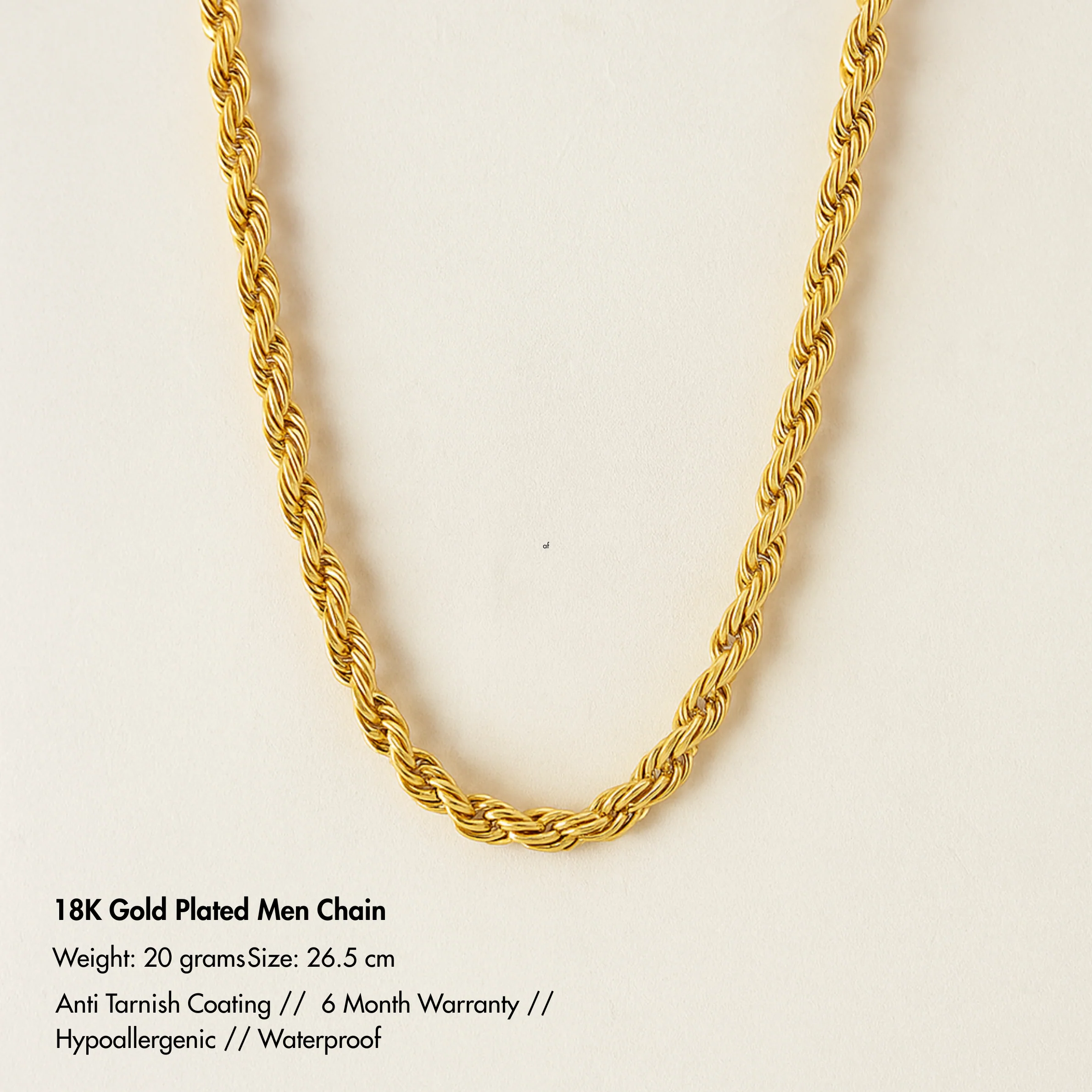 Just Rs 199 Men - 18K Gold Plated Anti Tarnish Rope Chain