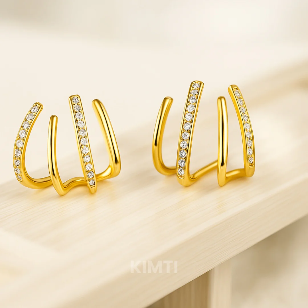Just Rs. 49 Diamond Four Claw Golden Stud Earring - Image 2