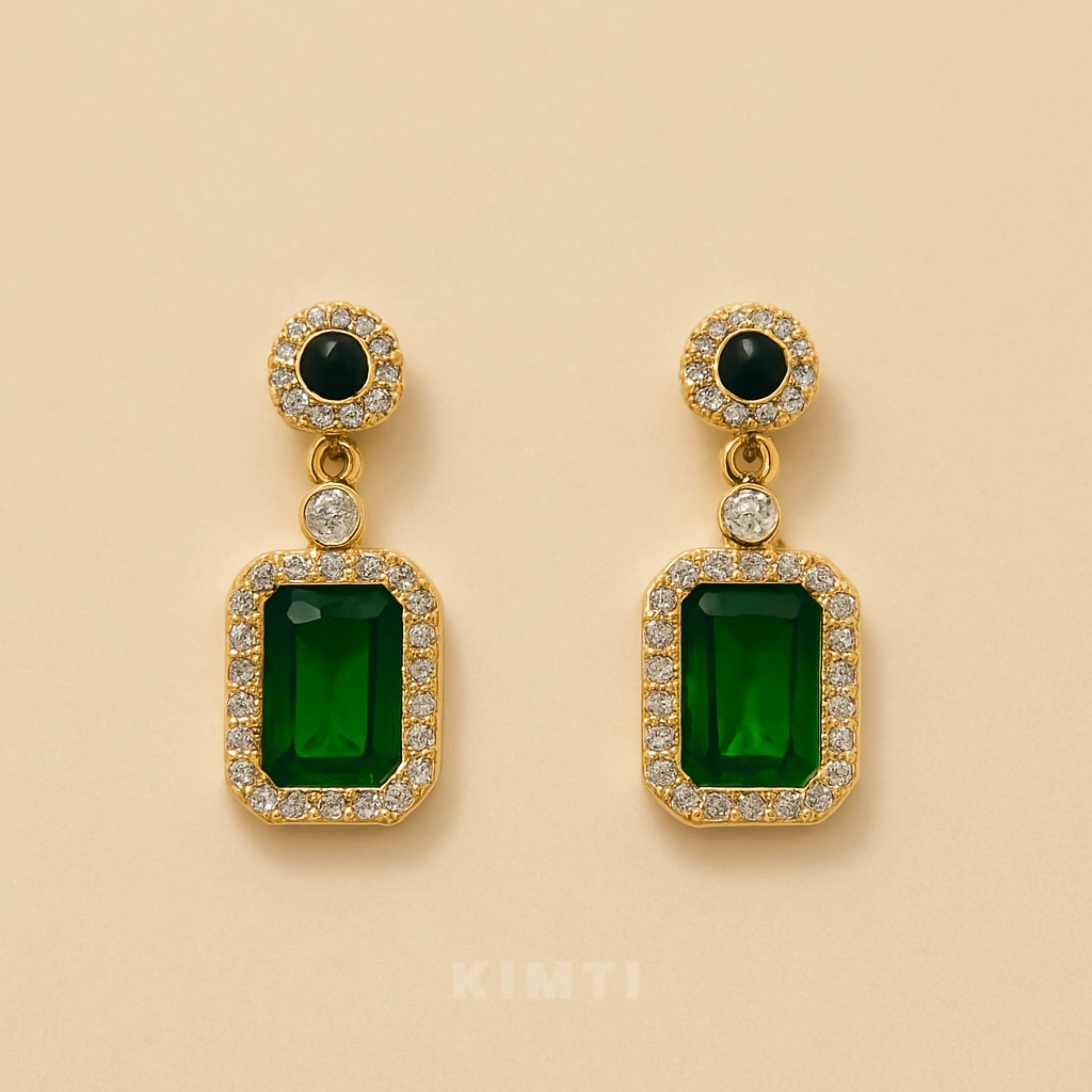 Regal Greenstone Gold Earrings - Image 5