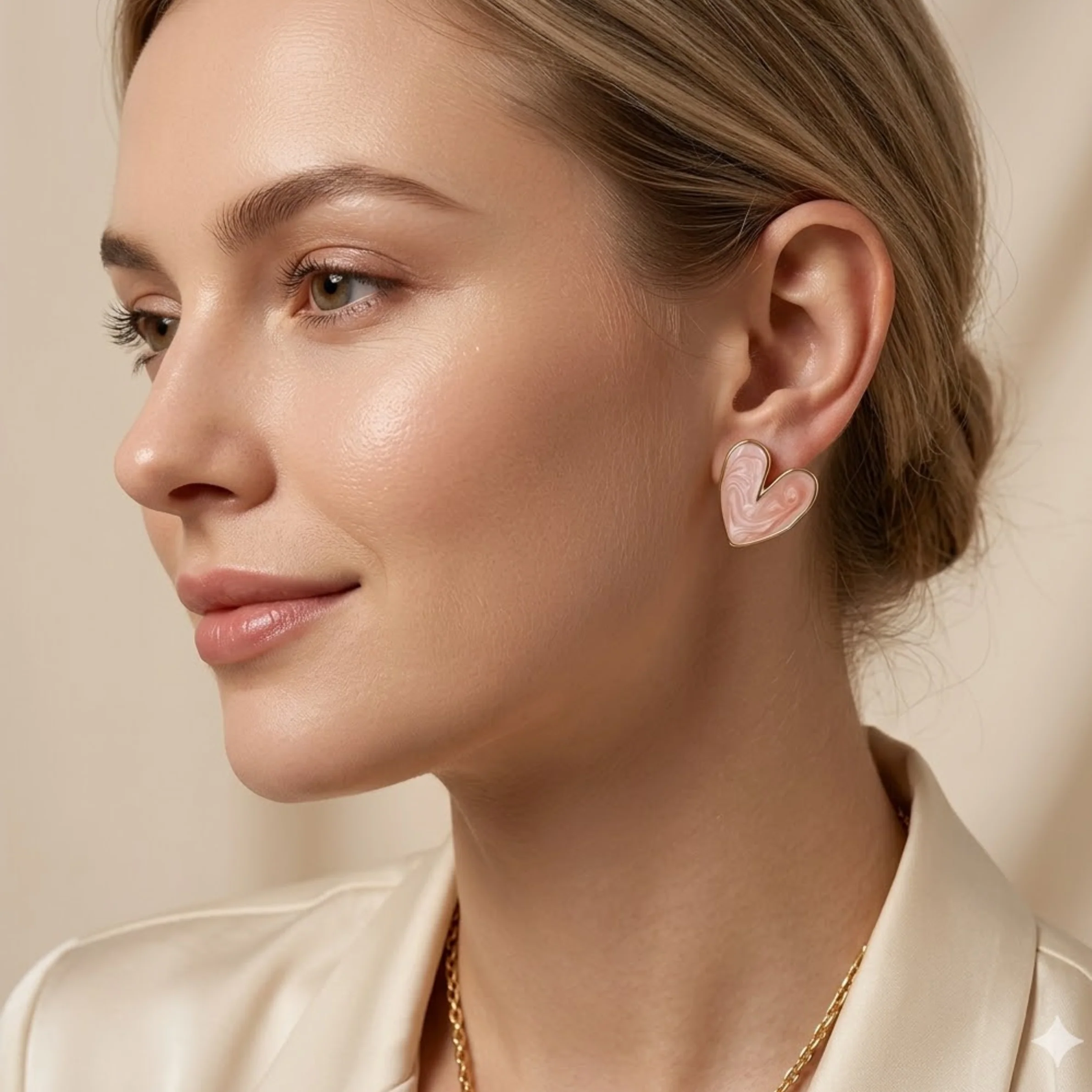 Love Heart Shape Stud Earrings - Image 2