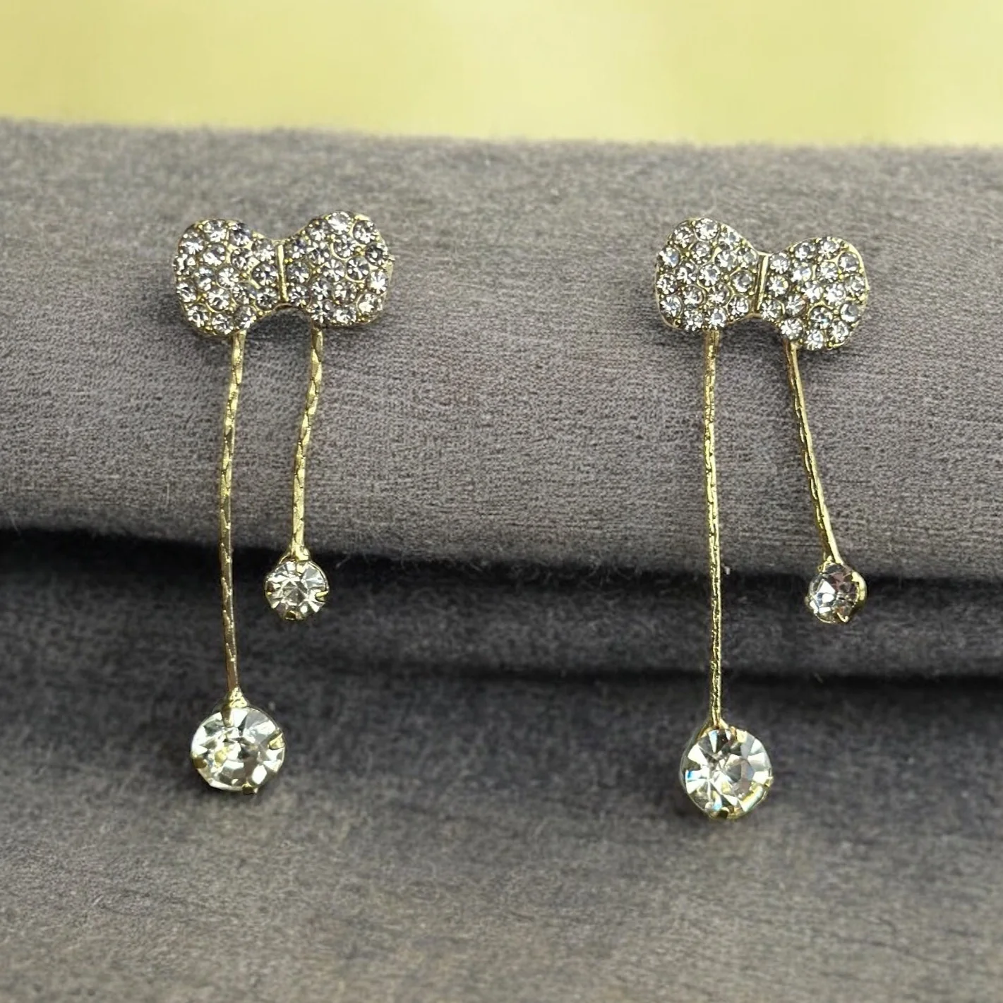 Luminous Silver Bow Drop Earring