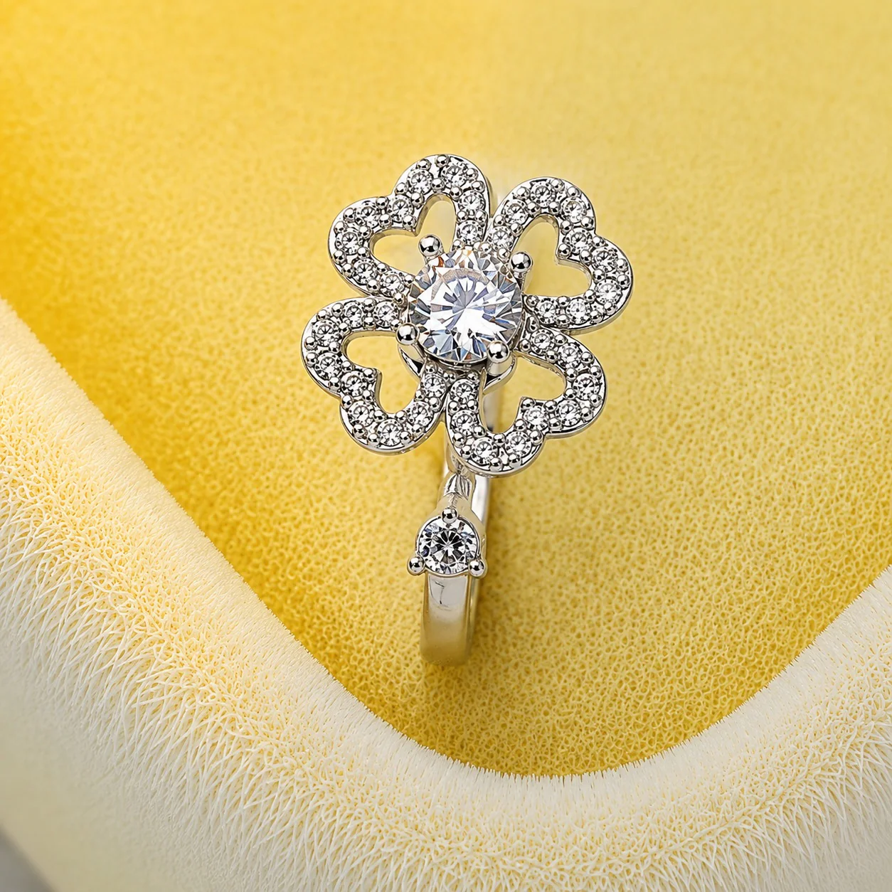Luxury Crystal Flower Statement Ring - Image 2