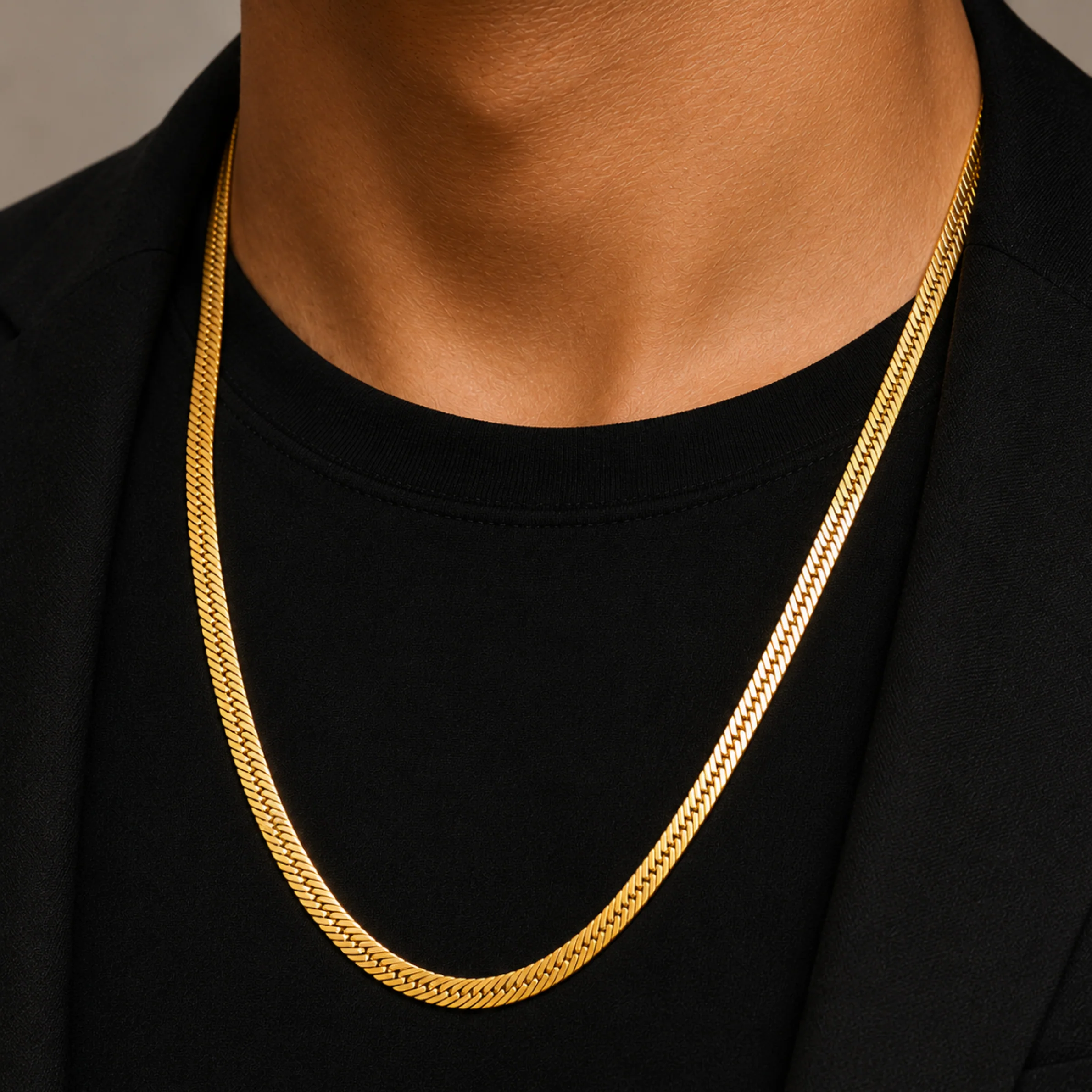 Men-18K Gold Imperial Herringbone Chain - Image 2