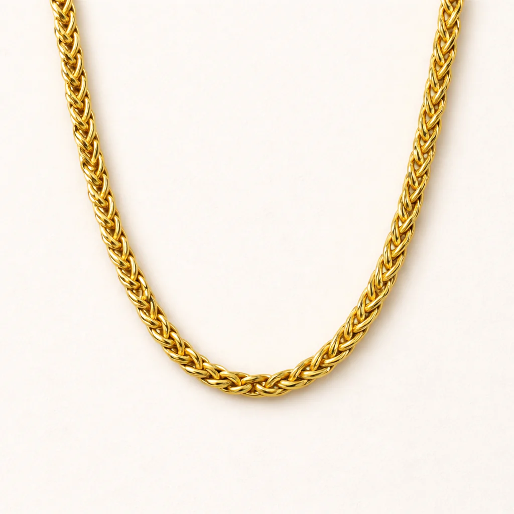 Men-18K Gold Plated Anti Tarnish Wheat Chain - Image 2