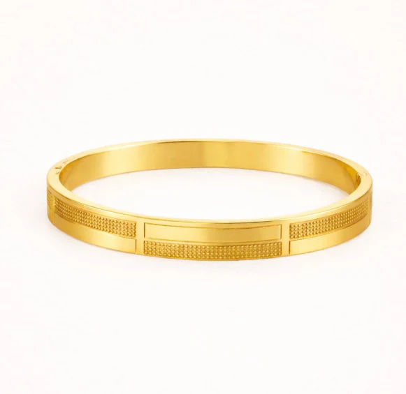 Men-18K Gold Plated Zenith Texture Gold Bracelet - Image 2