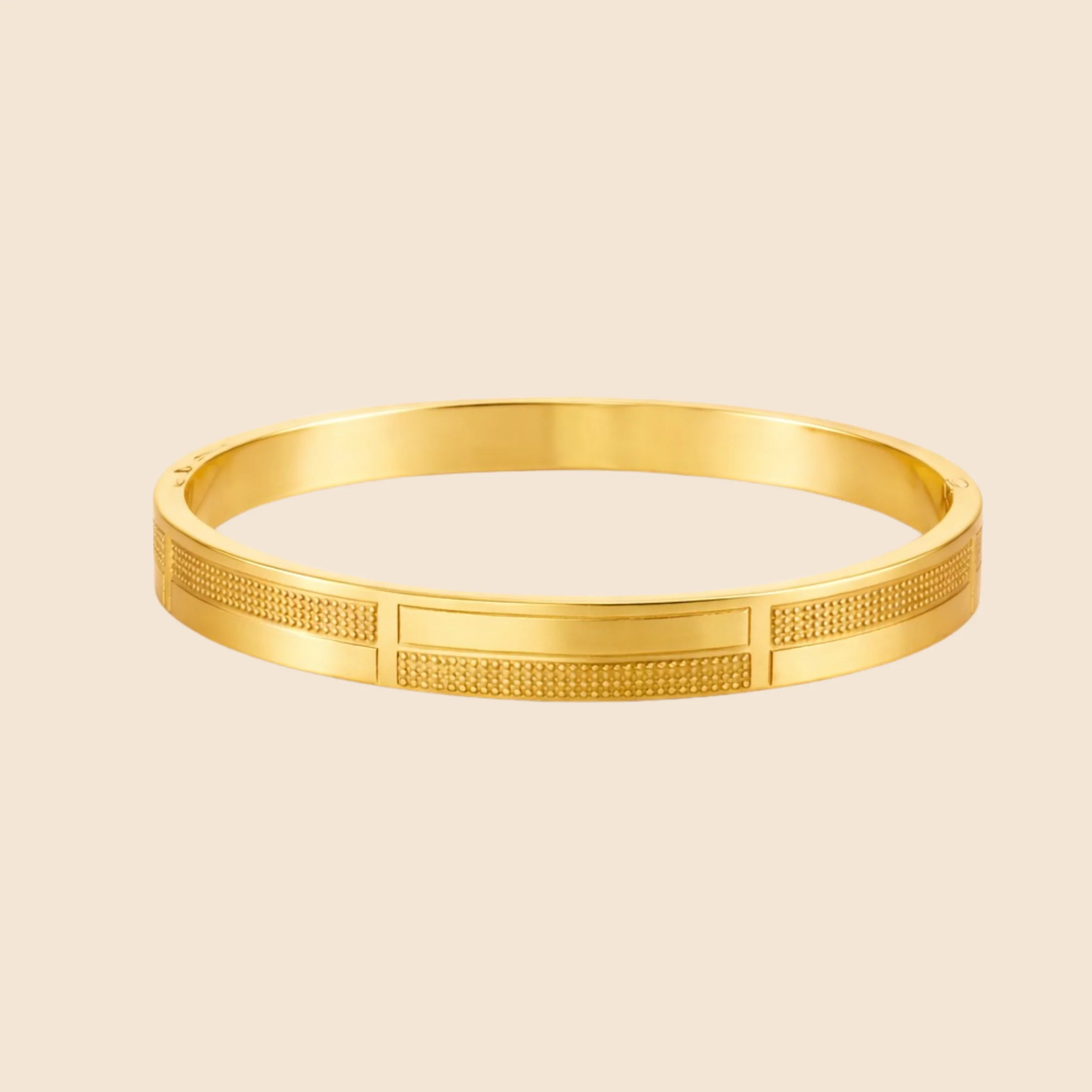 Men-18K Gold Plated Zenith Texture Gold Bracelet - Image 3