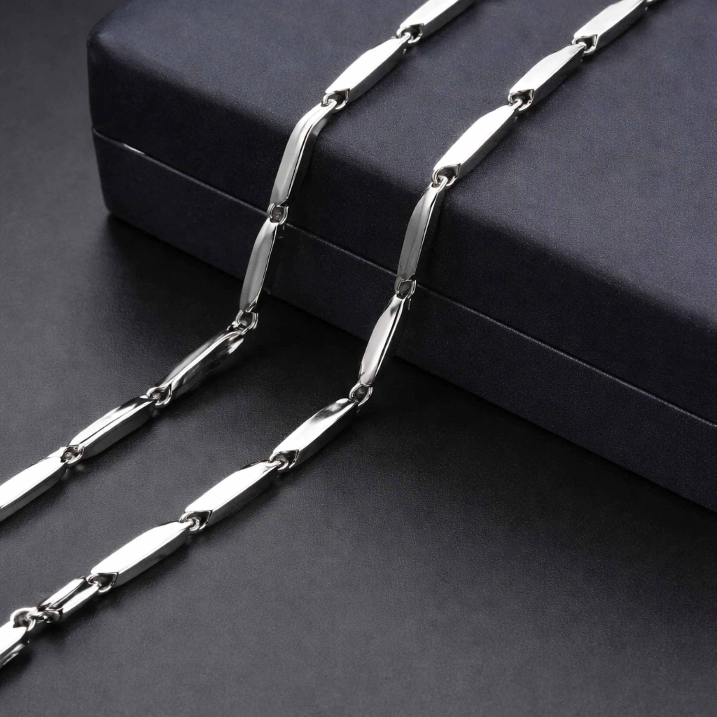 Men-High Polish Silver Finish Modern Chain - Image 2