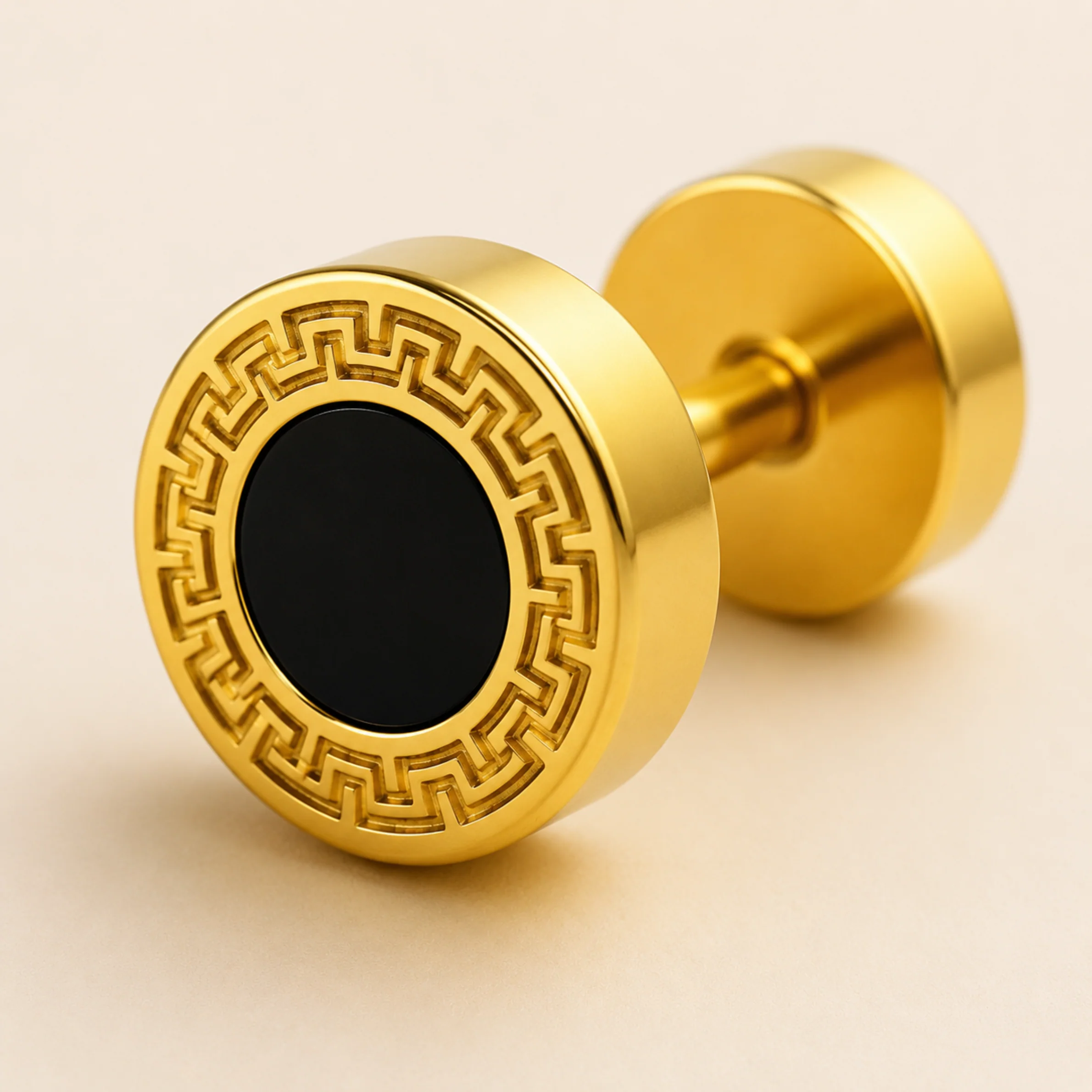 Men - Gold Obsidian Charm Earring - Image 4