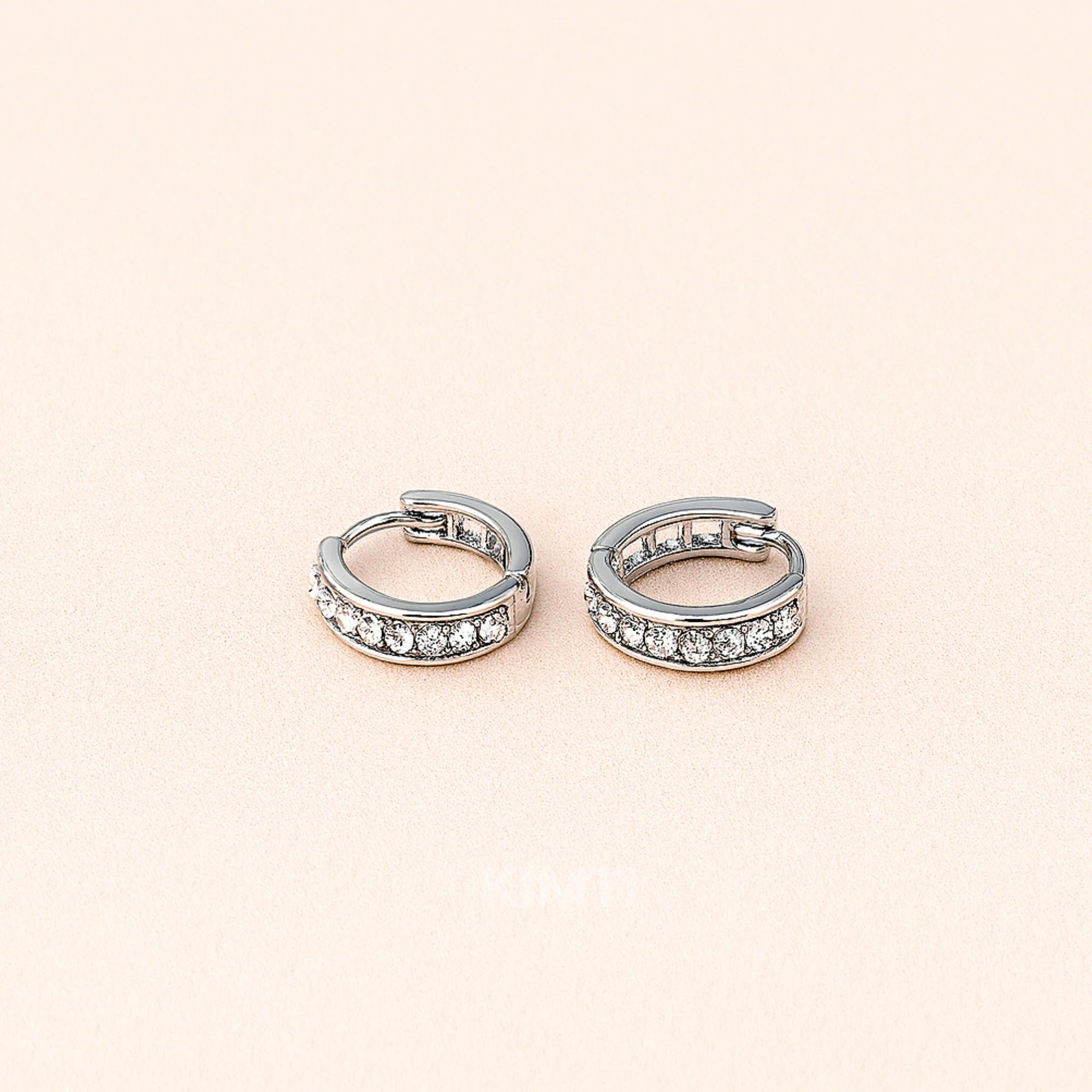 Men - Silver Zircon Shining Hoop Earring - Image 4
