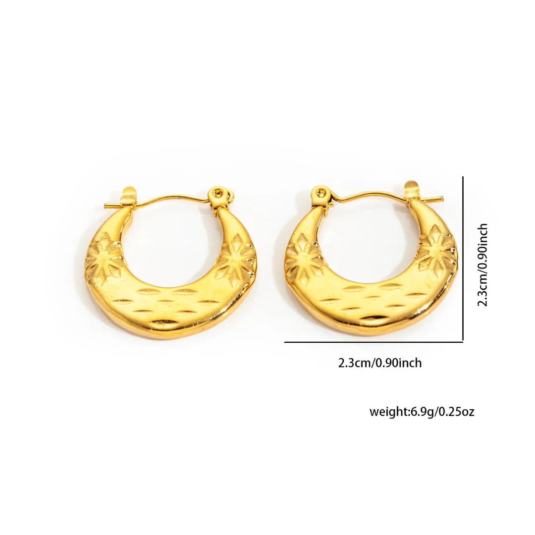 18K Gold Plated Vintage Hoops Anti Tarnish Earring - Image 2