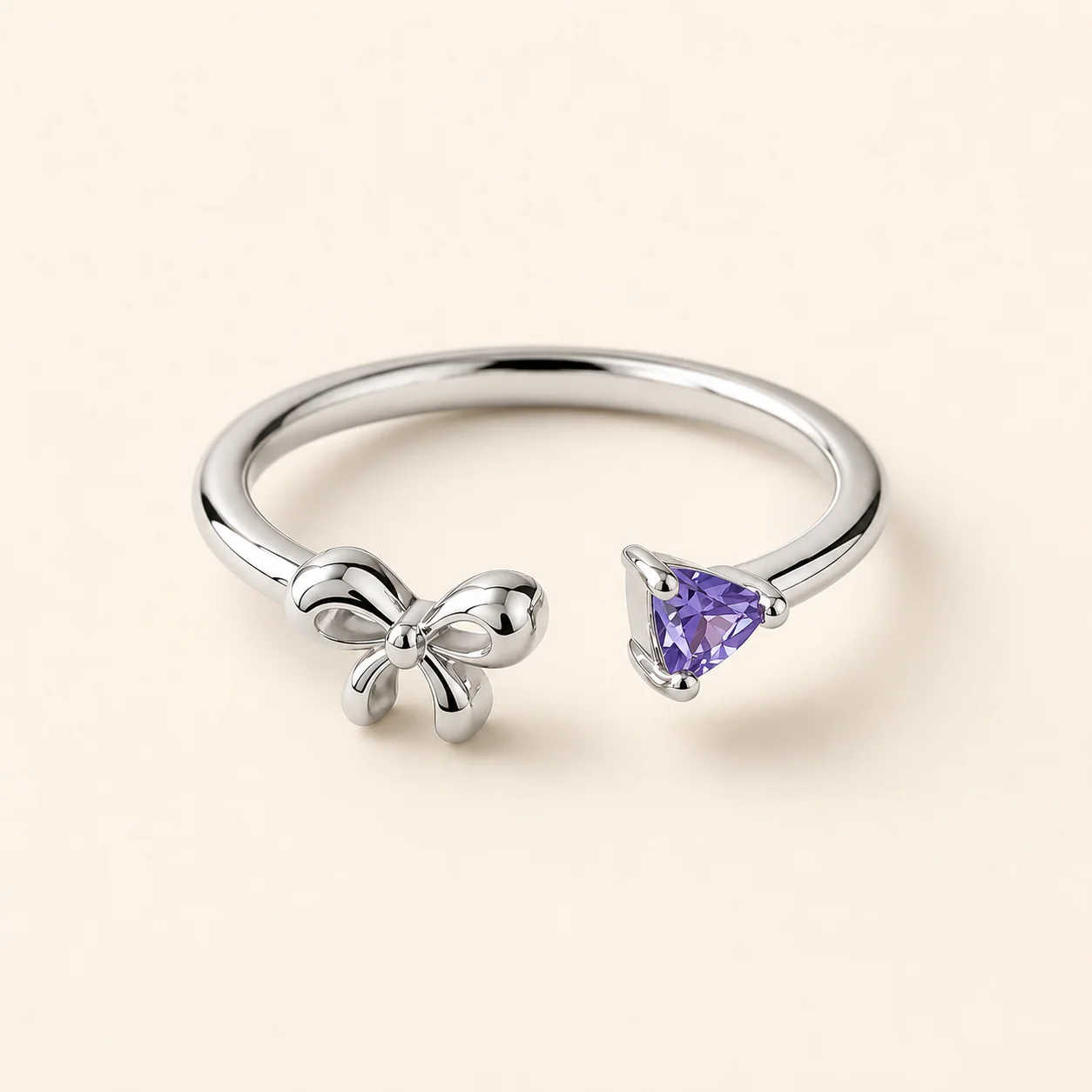 Minimalist Ribbon Ring with Lavender Stone - Image 3