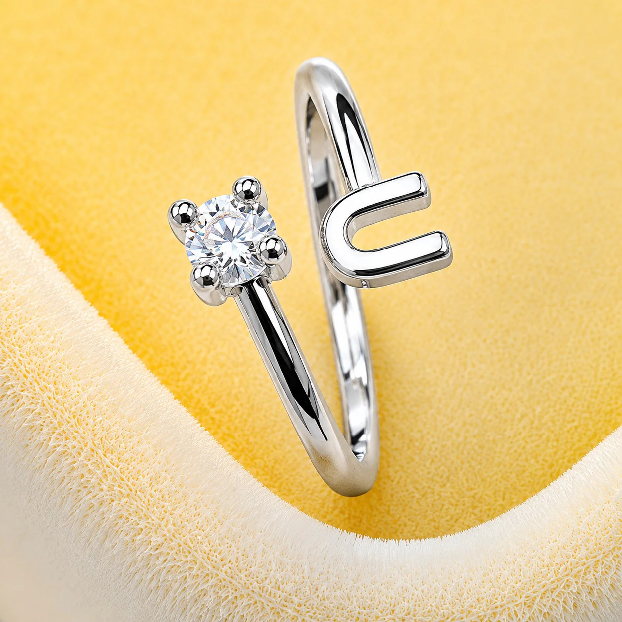 Modern Alphabet U Adjustable Ring - Image 2
