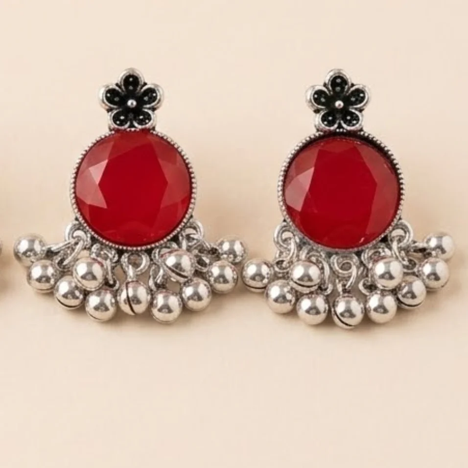 Moon Glow Chandbali Oxidised Earrings