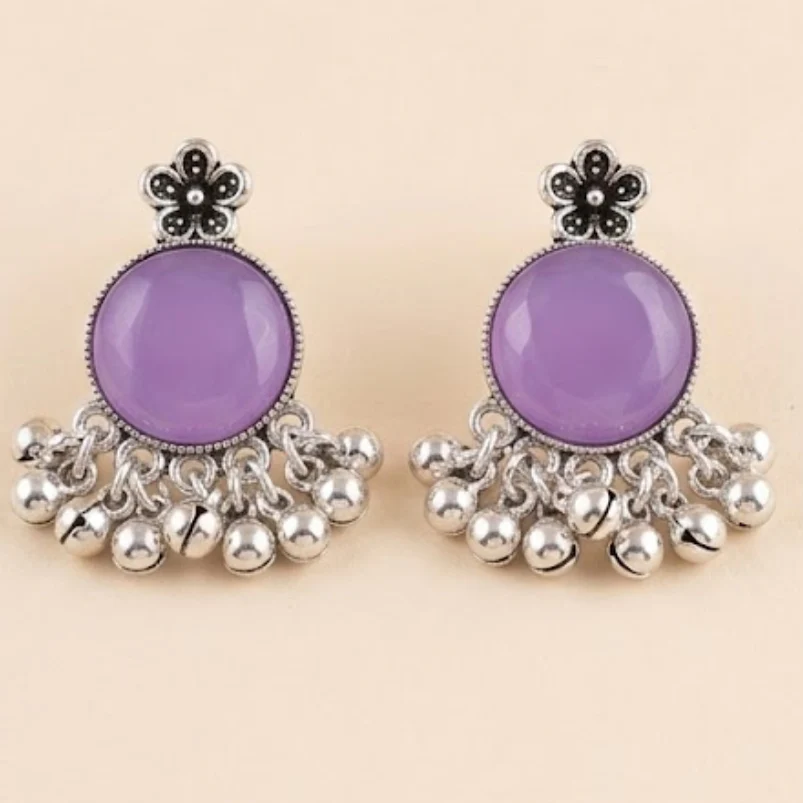 Moon Glow Chandbali Oxidised Earrings - Image 4