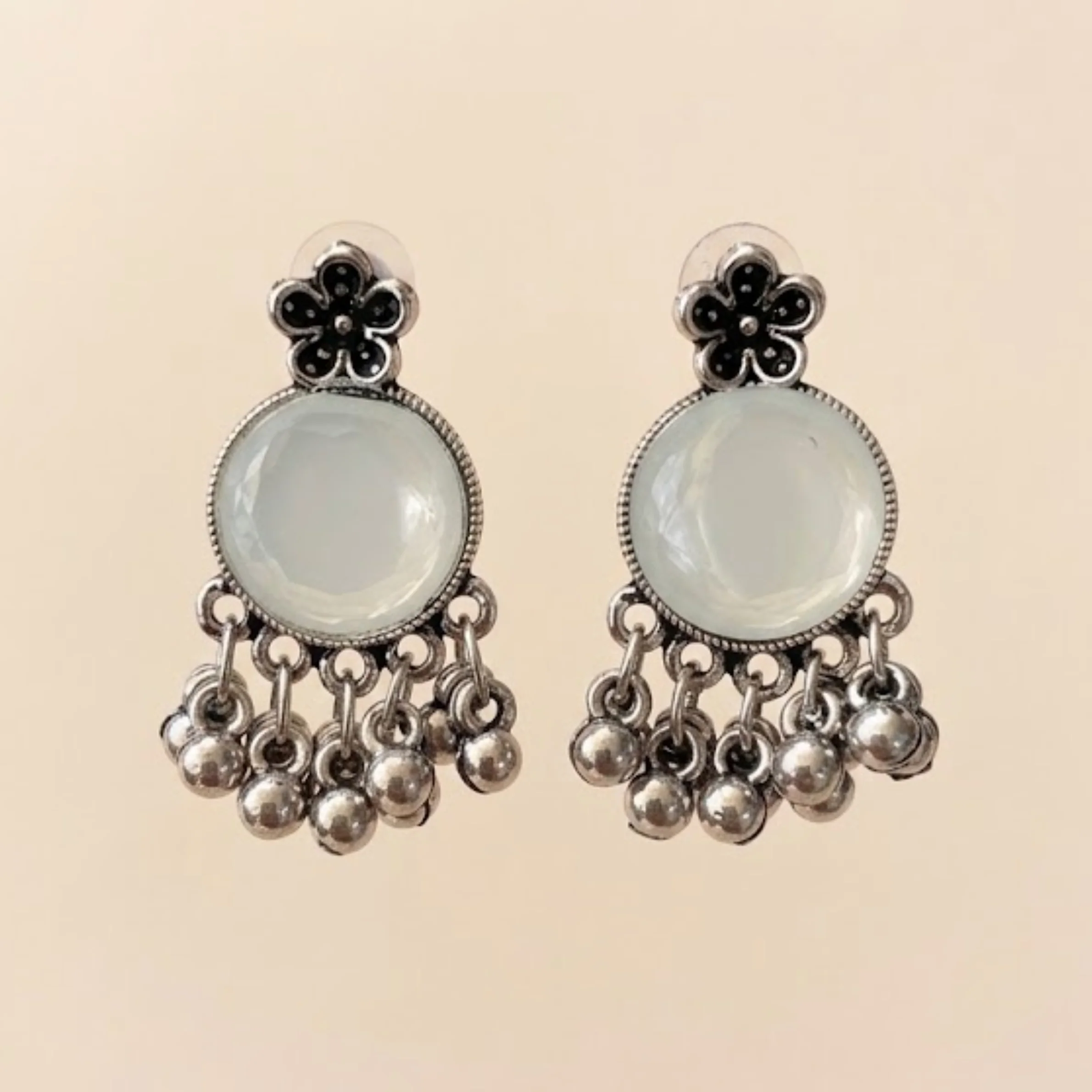 Moon Glow Chandbali Oxidised Earrings - Image 5