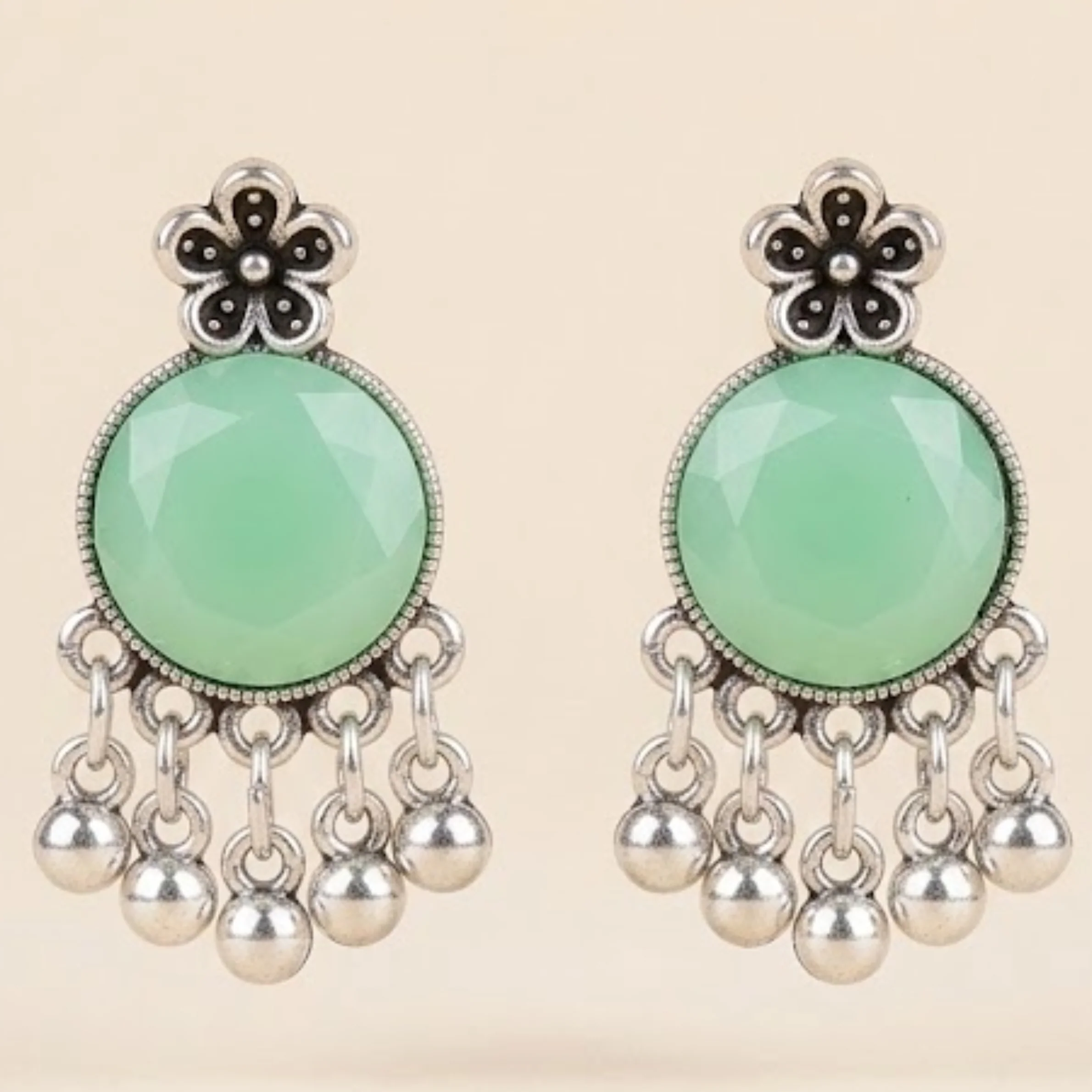Moon Glow Chandbali Oxidised Earrings - Image 6