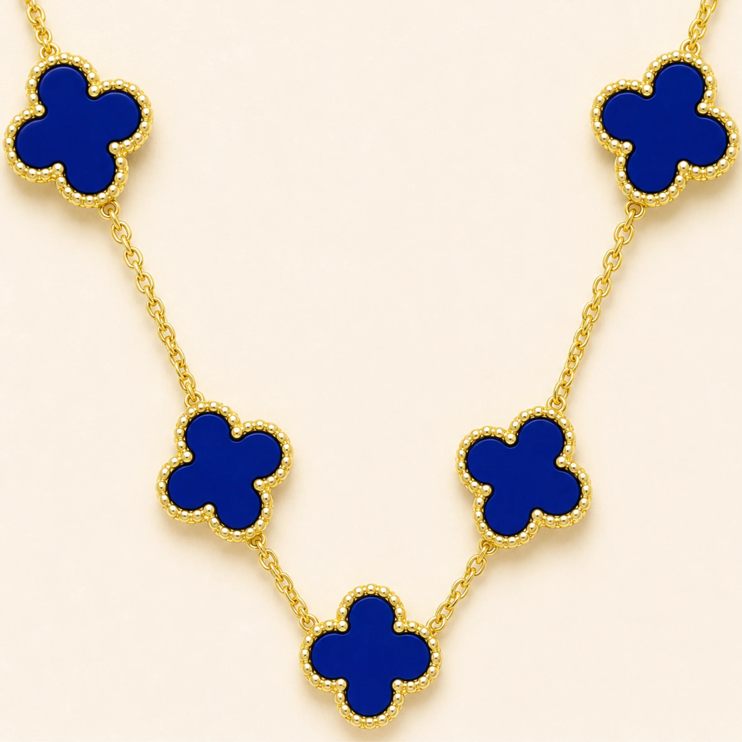 18k Gold Plated Opulent Bloom Clover Anti Tarnish Necklace - Image 3