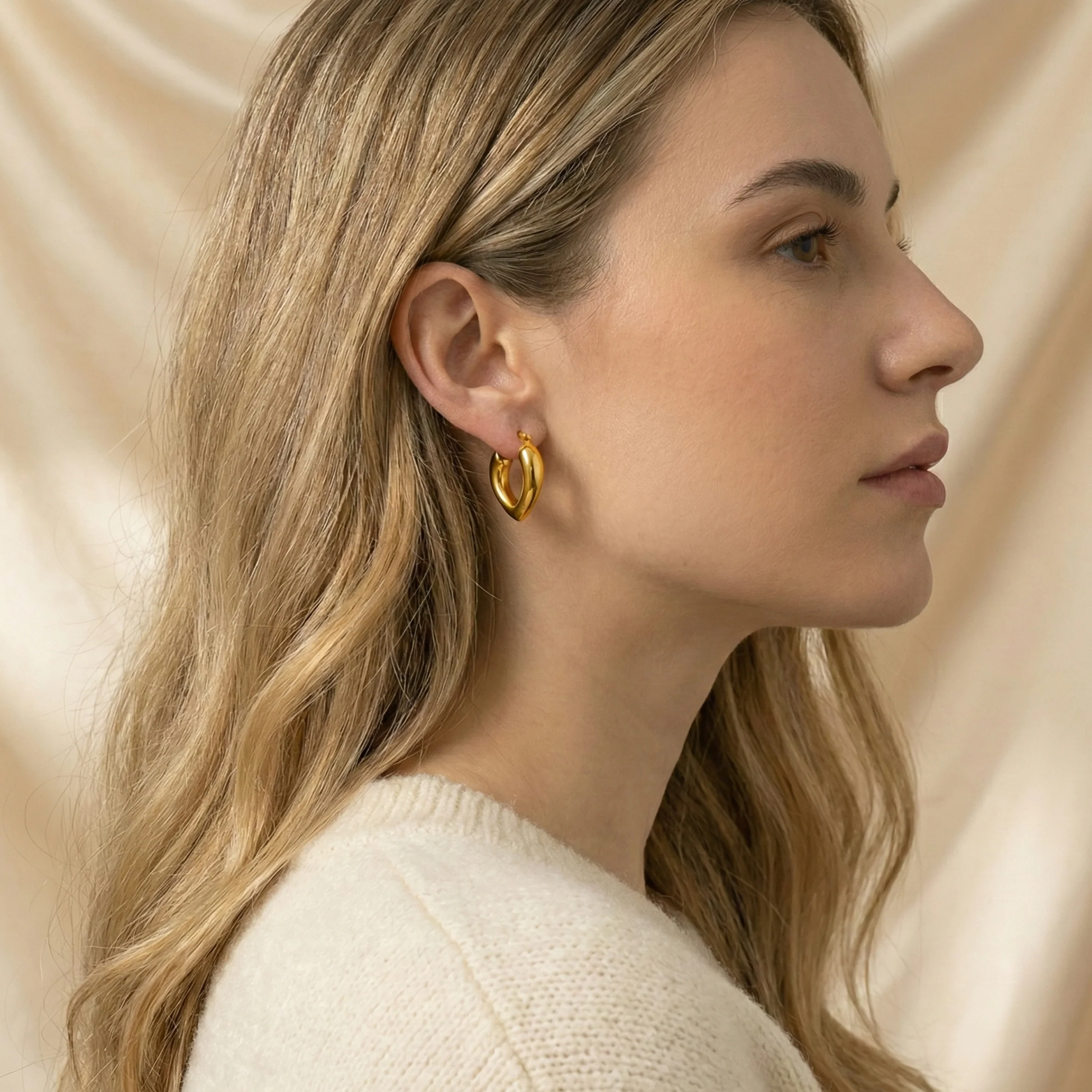 18K Gold Plated Golden Antique Hoops Anti Tarnish Earring - Image 3
