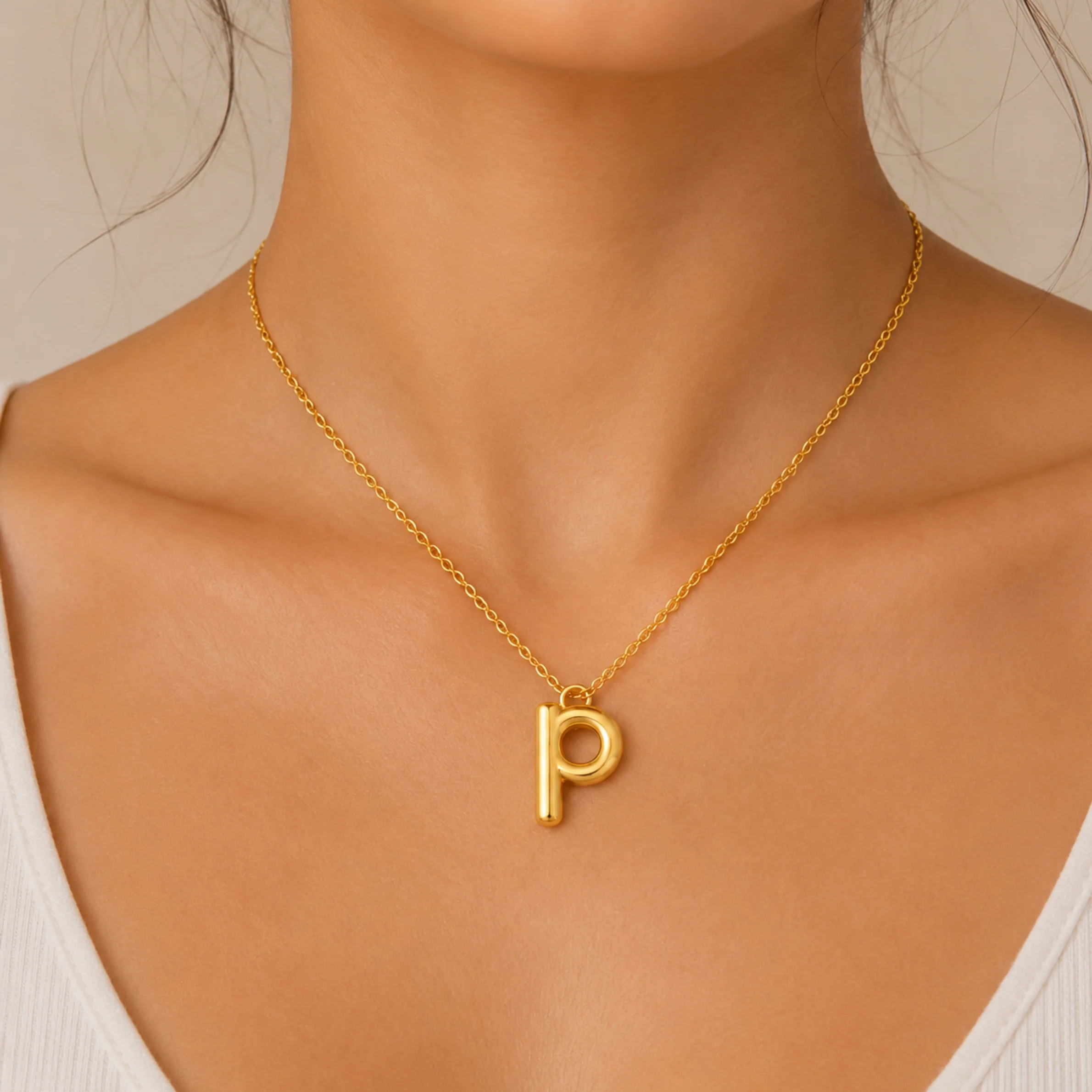 Initials Letter "P" Anti Tarnish Necklace - Image 3