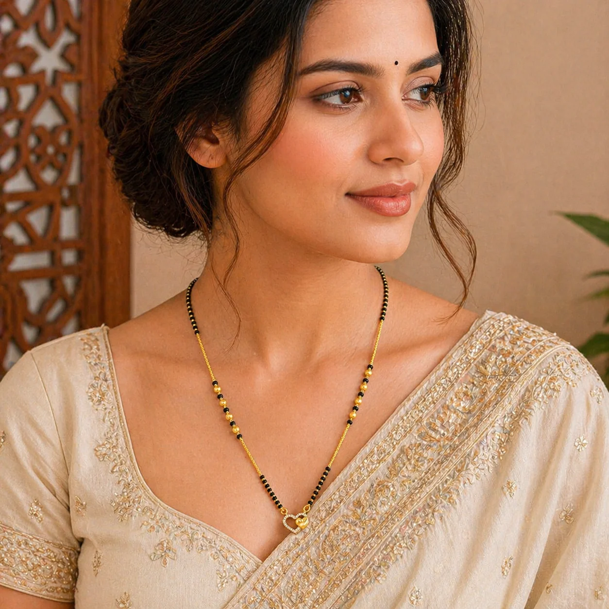 18K Gold Plated Double Heart Mangalsutra - Image 2