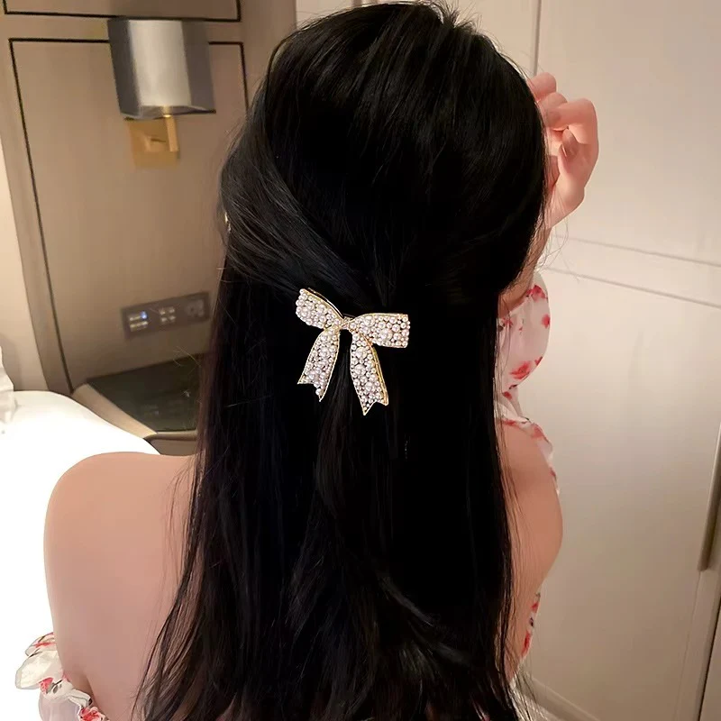 Pearl Bow Luxe Hair Clip - Image 2