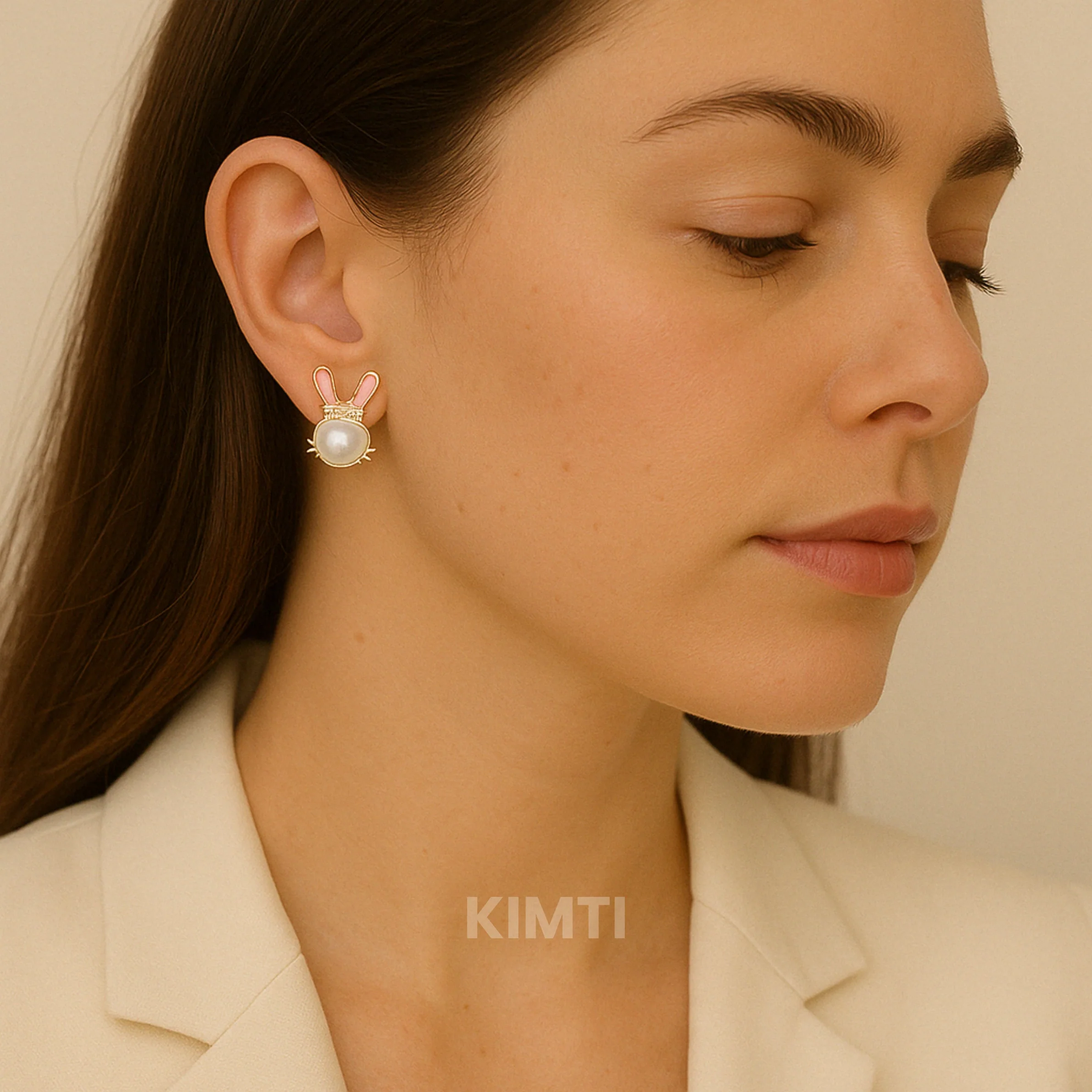 Pearl Bunny Stud Earring - Image 3