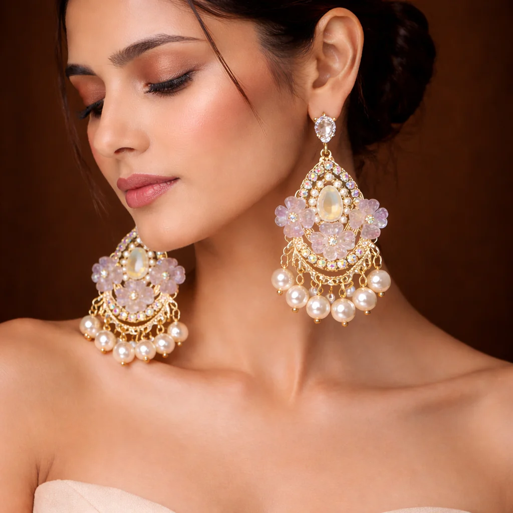Pearl Garden Elegance Dreamy Turkish Earring - Image 2