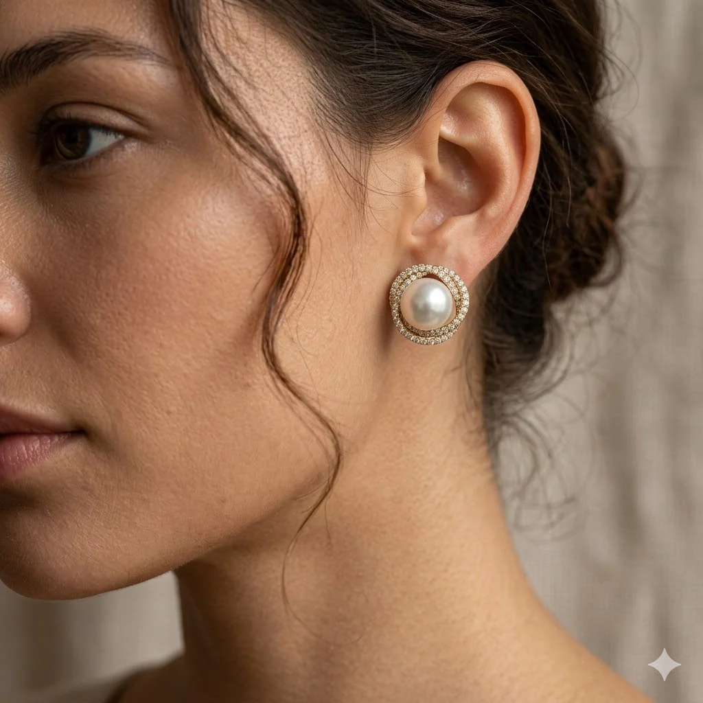 Pearl Glow Stud Earrings - Image 4