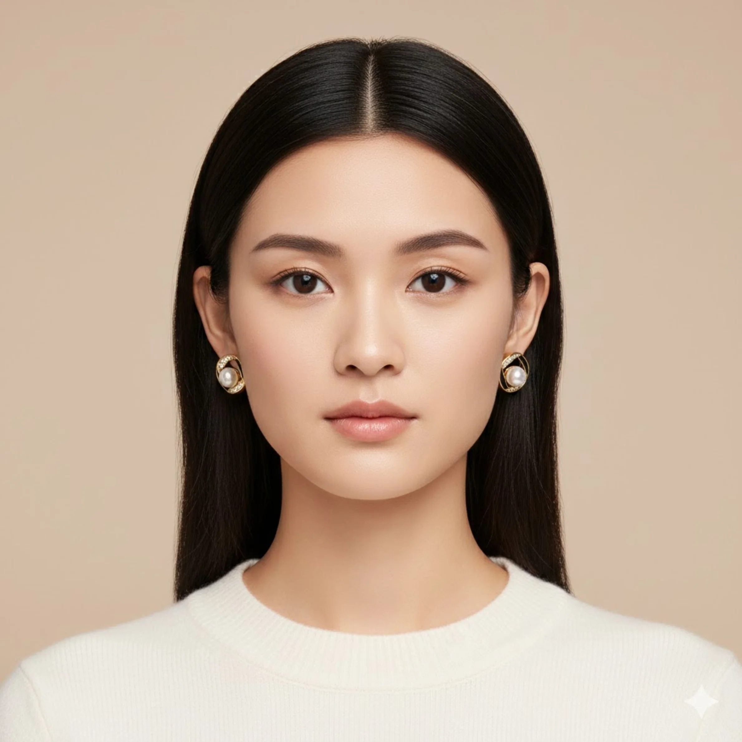 Pearl Heart Black Square Earring - Image 2