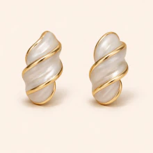 Pearl Wave Hoop Earrings - Image 2