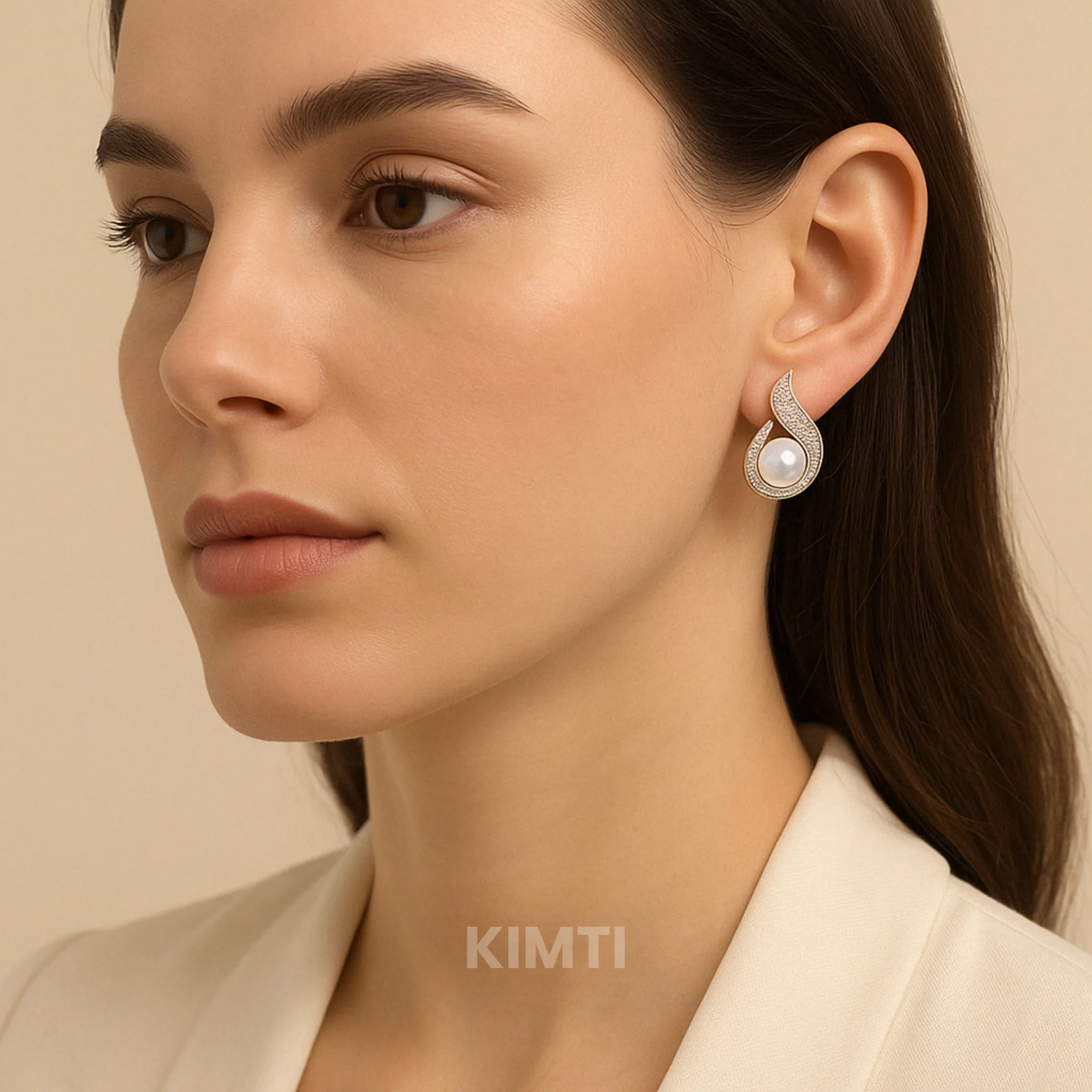 Pearl White Stud Earring - Image 3