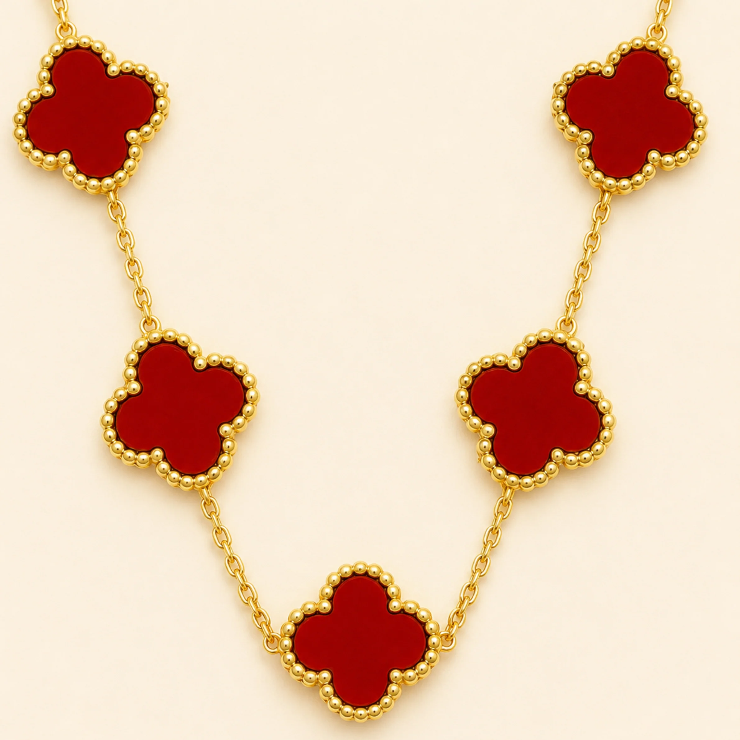 Red Dark Dreamy Clover Anti Tarnish Necklace - Image 3
