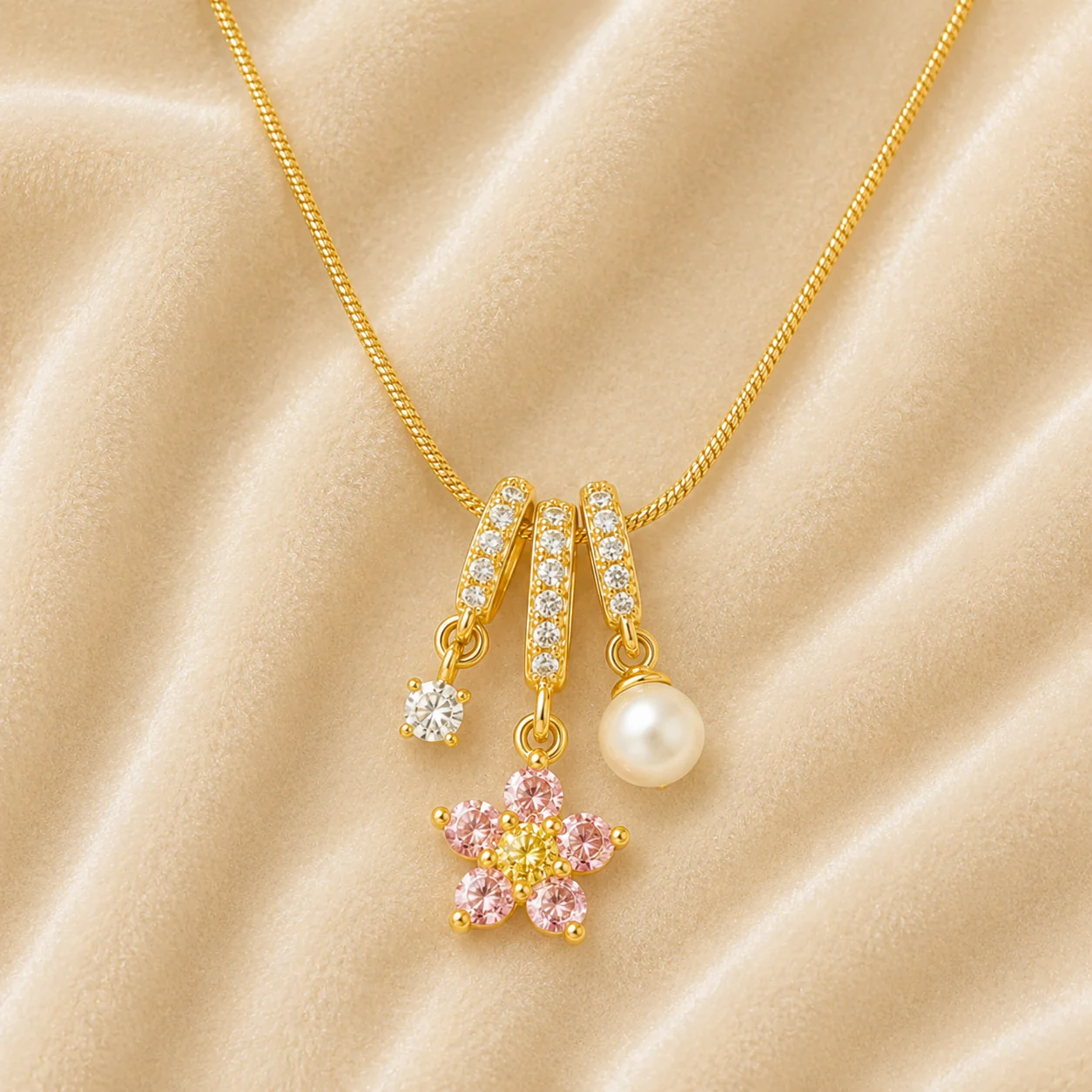Pink Petal Charm Necklace - Image 2